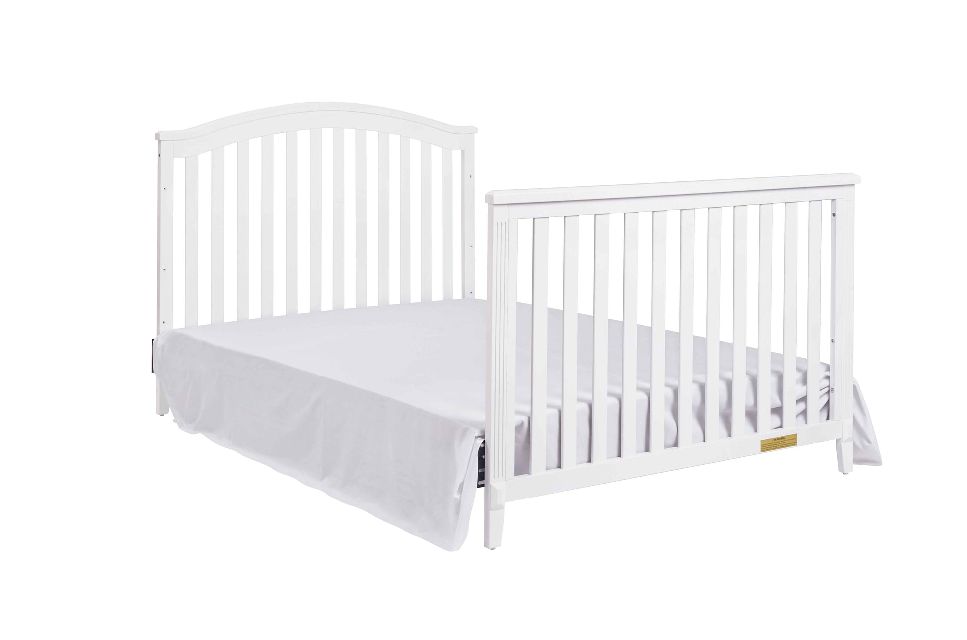 Kali II 4-in-1 Crib (Flat Footboard) - Inclined Side View of Kali II Full Sized Bed White