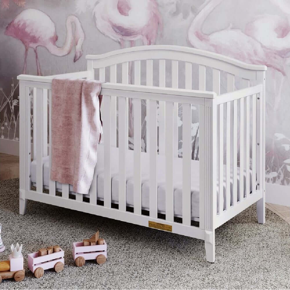 Kali II 4-in-1 Crib and Changer - Inclined Side View of Kali II 4-in-1 Crib White