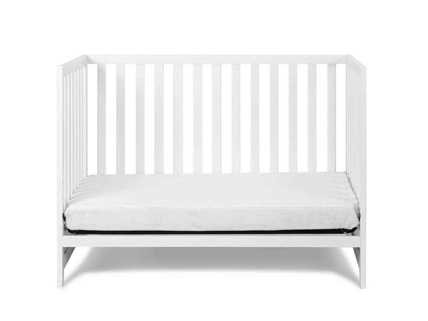 Mila II 3-in-1 Convertible Crib - Inclined Side View of Mila II Daybed White
