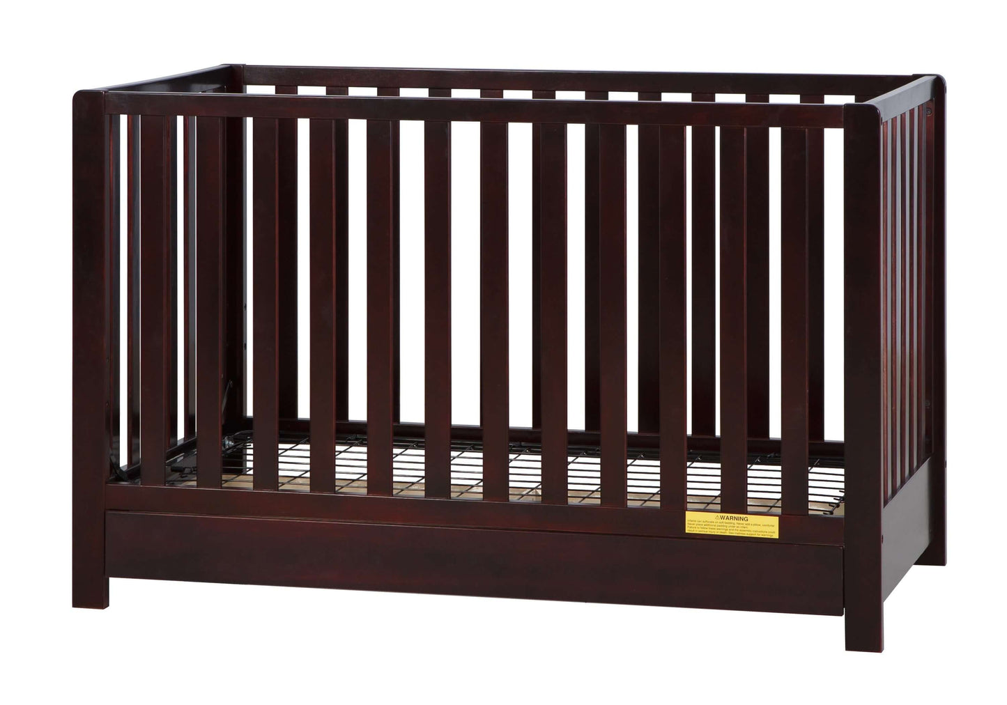 Emma 4-in-1 Convertible Crib with Drawer - Side View of Convertible Crib Espresso With Drawer