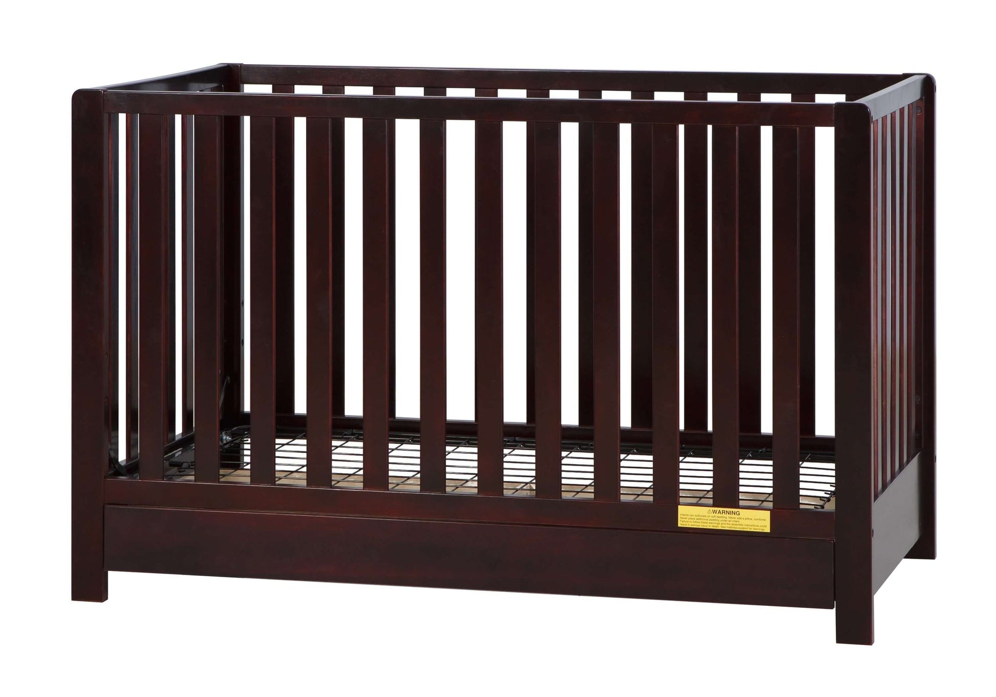 Emma 4-in-1 Convertible Crib with Drawer - Side View of Convertible Crib Espresso With Drawer