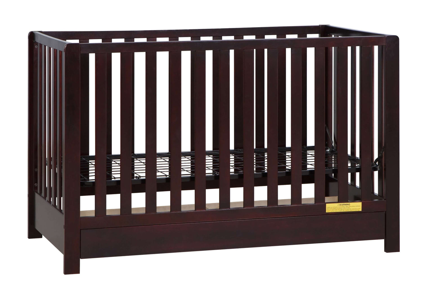 Emma 4-in-1 Convertible Crib with Drawer - Side View of Convertible Crib Espresso-4 With Drawer
