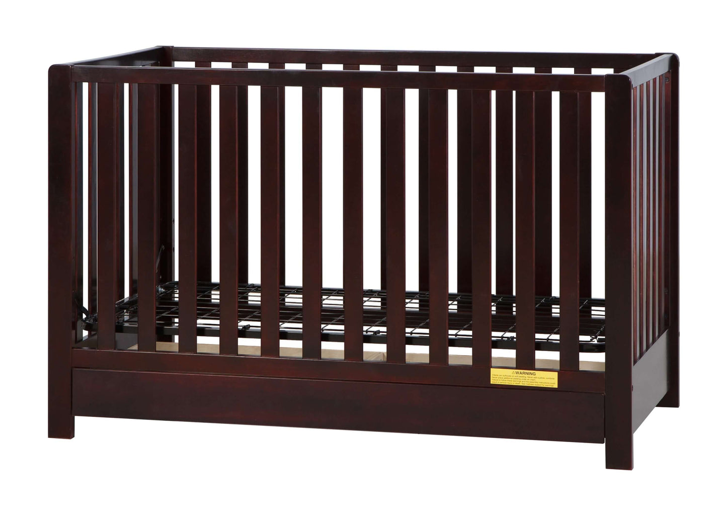 Emma 4-in-1 Convertible Crib with Drawer - Side View of Convertible Crib Espresso-1 With Drawer