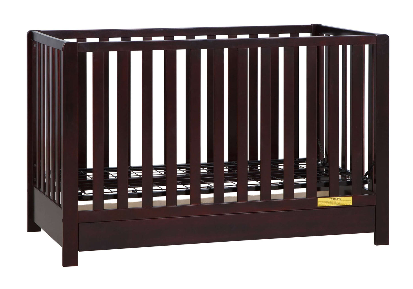 Emma 4-in-1 Convertible Crib with Drawer - Side View of Convertible Crib Espresso-2 With Drawer
