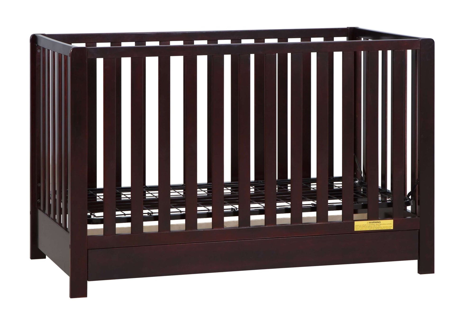 Emma 4-in-1 Convertible Crib with Drawer - Side View of Convertible Crib Espresso-2 With Drawer