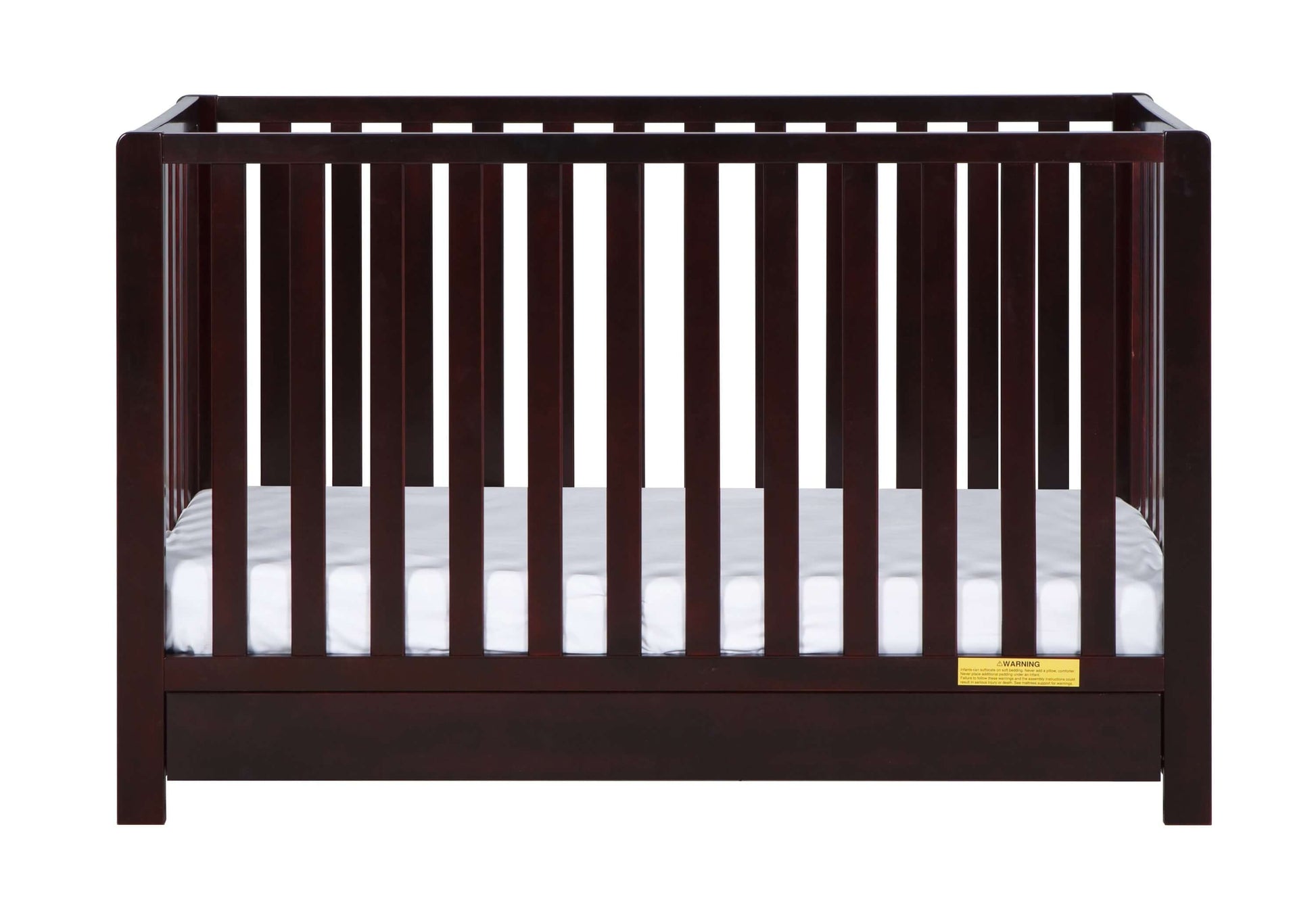 Emma 4-in-1 Convertible Crib with Drawer - Front View of Convertible Crib Espresso With Drawer