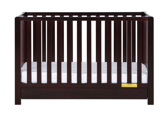 Emma 4-in-1 Convertible Crib with Drawer - Front View of Convertible Crib Espresso With Drawer