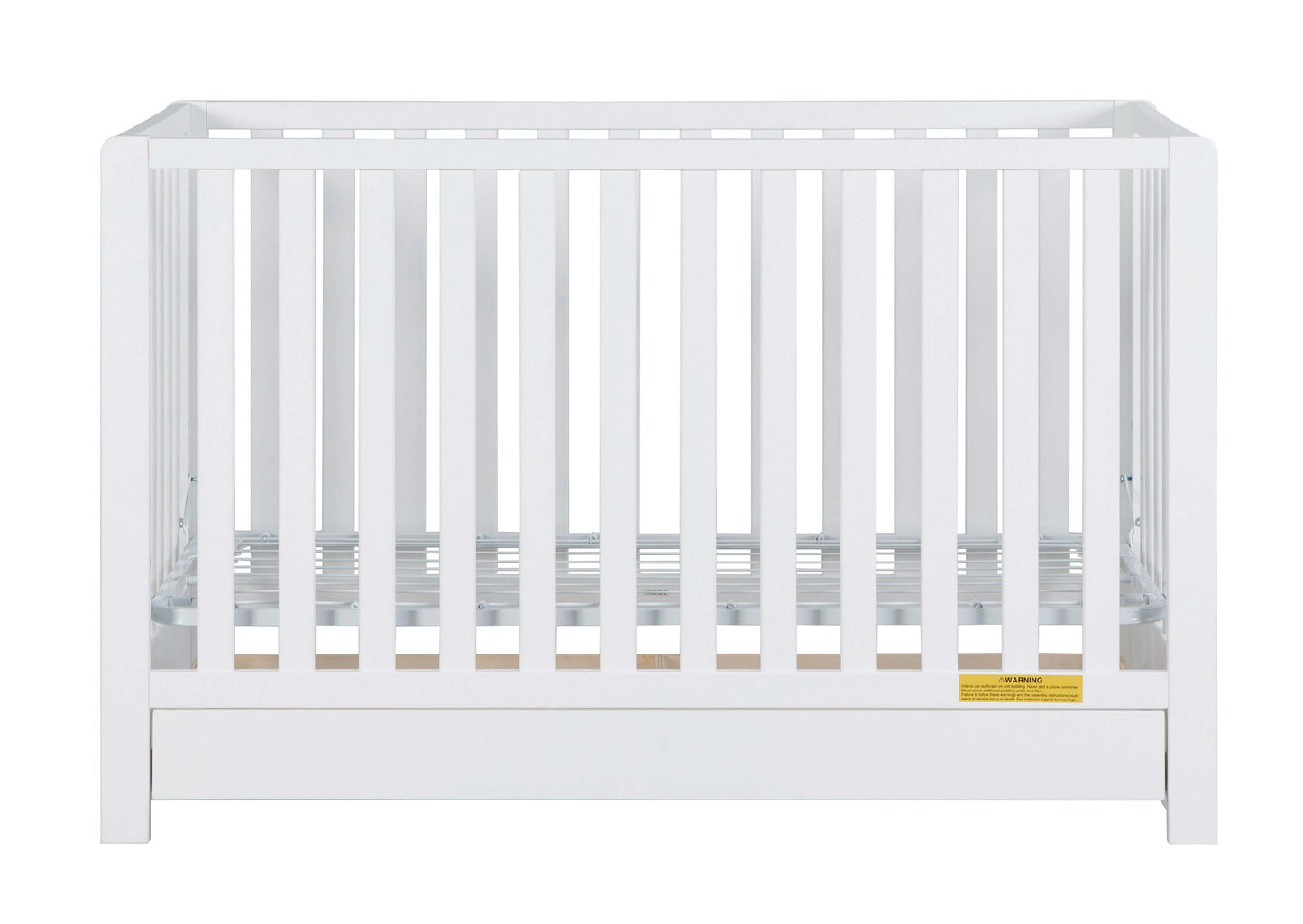 Emma 4-in-1 Convertible Crib with Drawer - Front View of Convertible Crib White-3 With Drawer