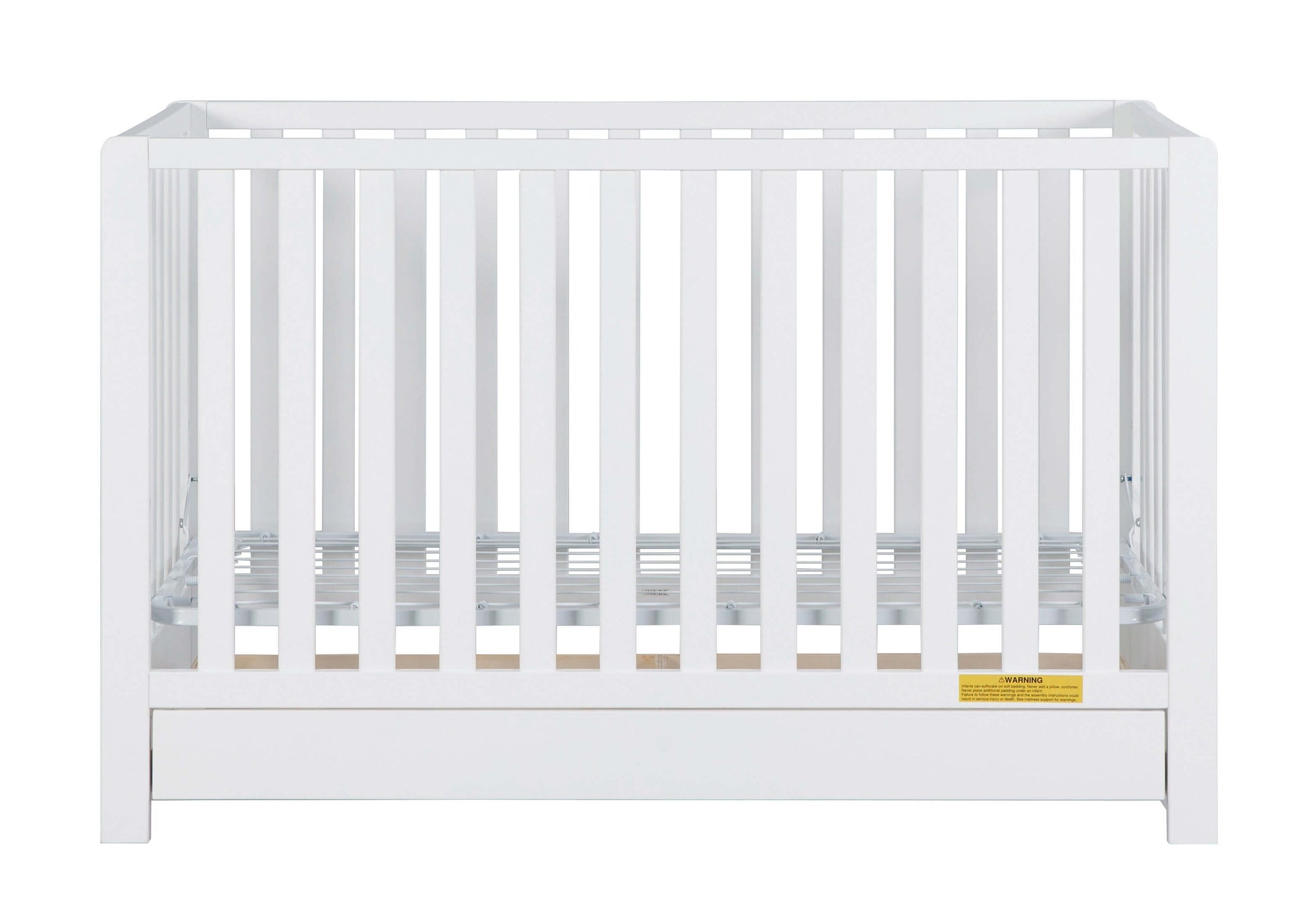 Emma 4-in-1 Convertible Crib with Drawer - Front View of Convertible Crib White-3 With Drawer