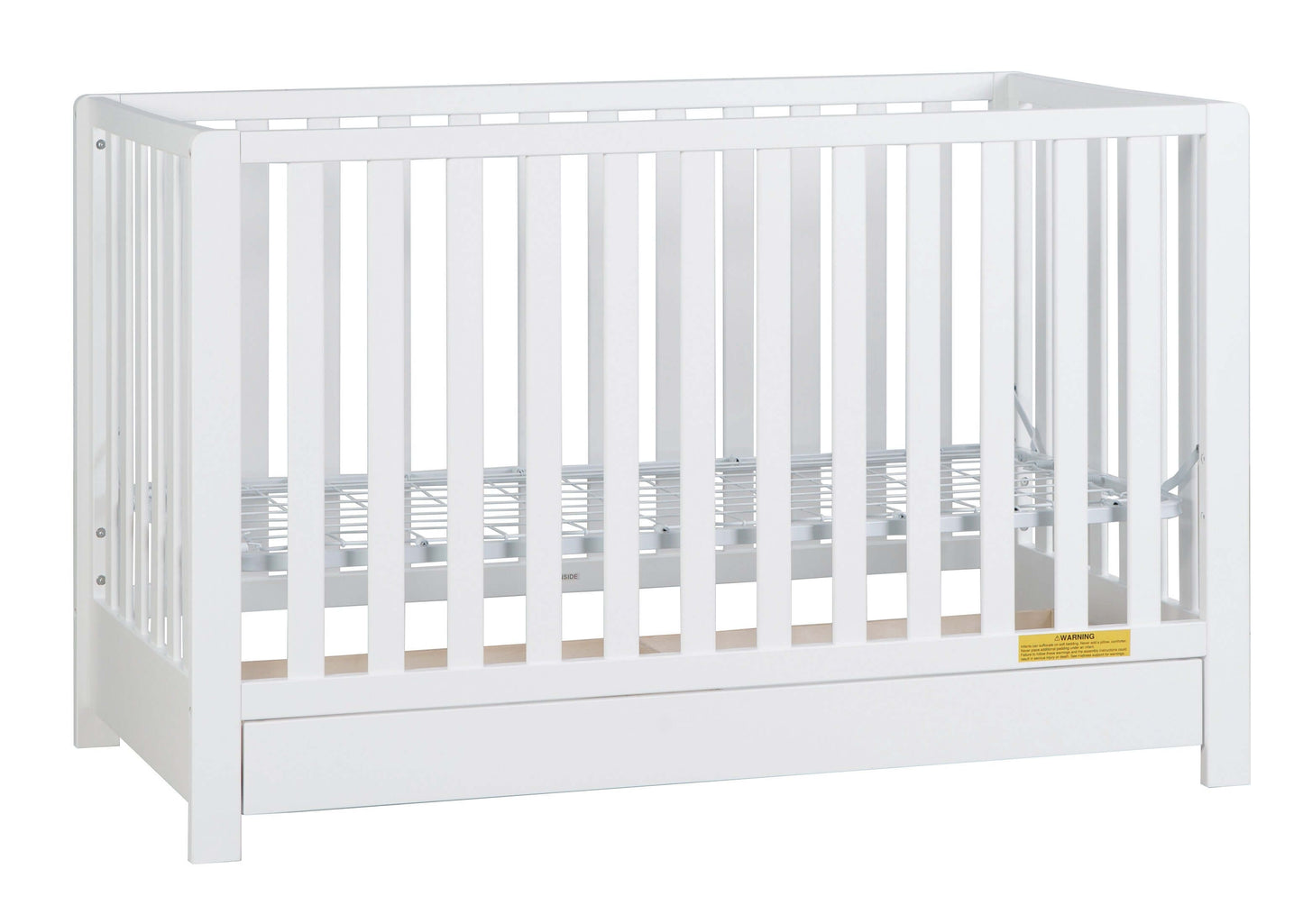 Emma 4-in-1 Convertible Crib with Drawer - Side View of Convertible Crib White-4 With Drawer
