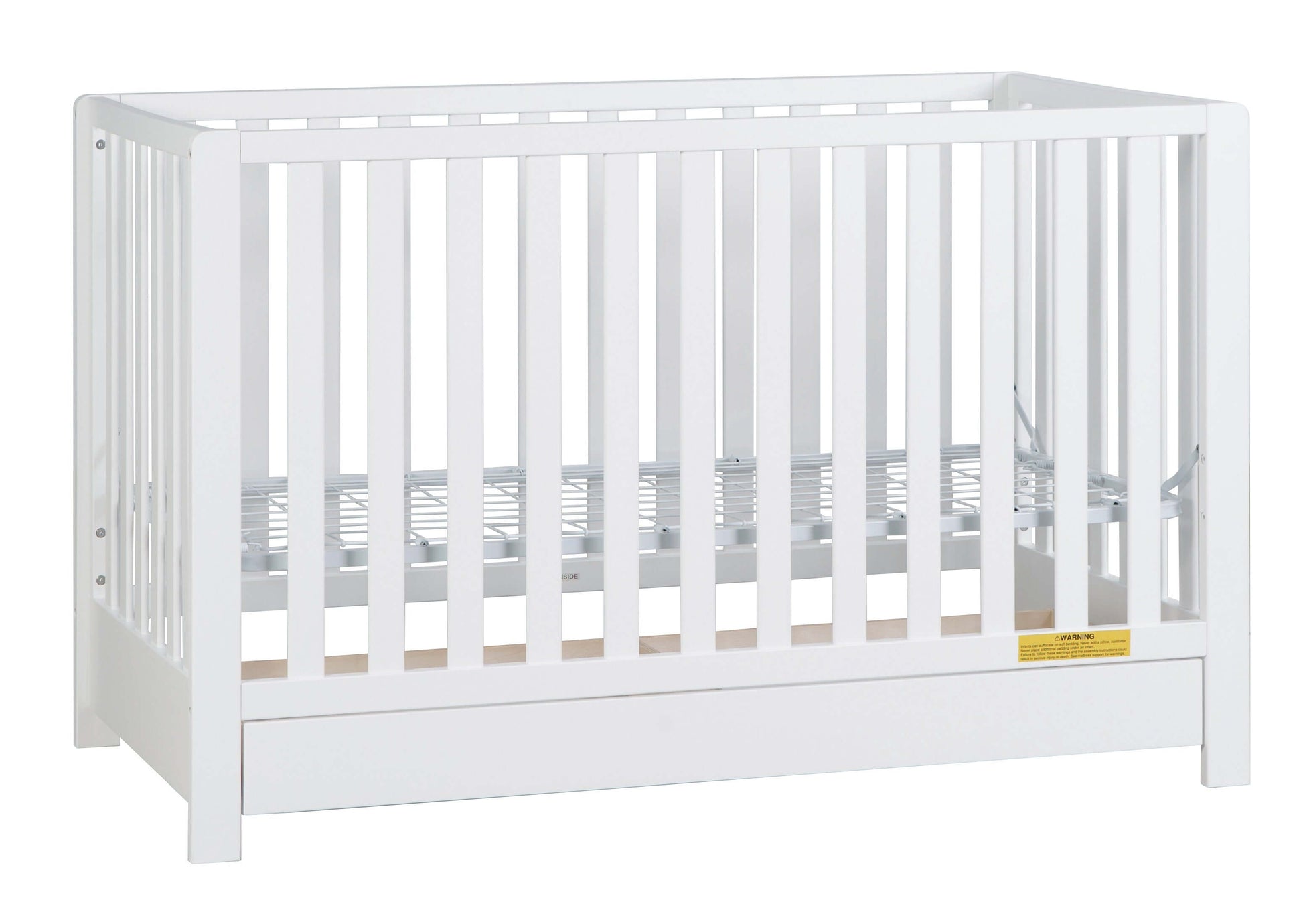Emma 4-in-1 Convertible Crib with Drawer - Side View of Convertible Crib White-4 With Drawer