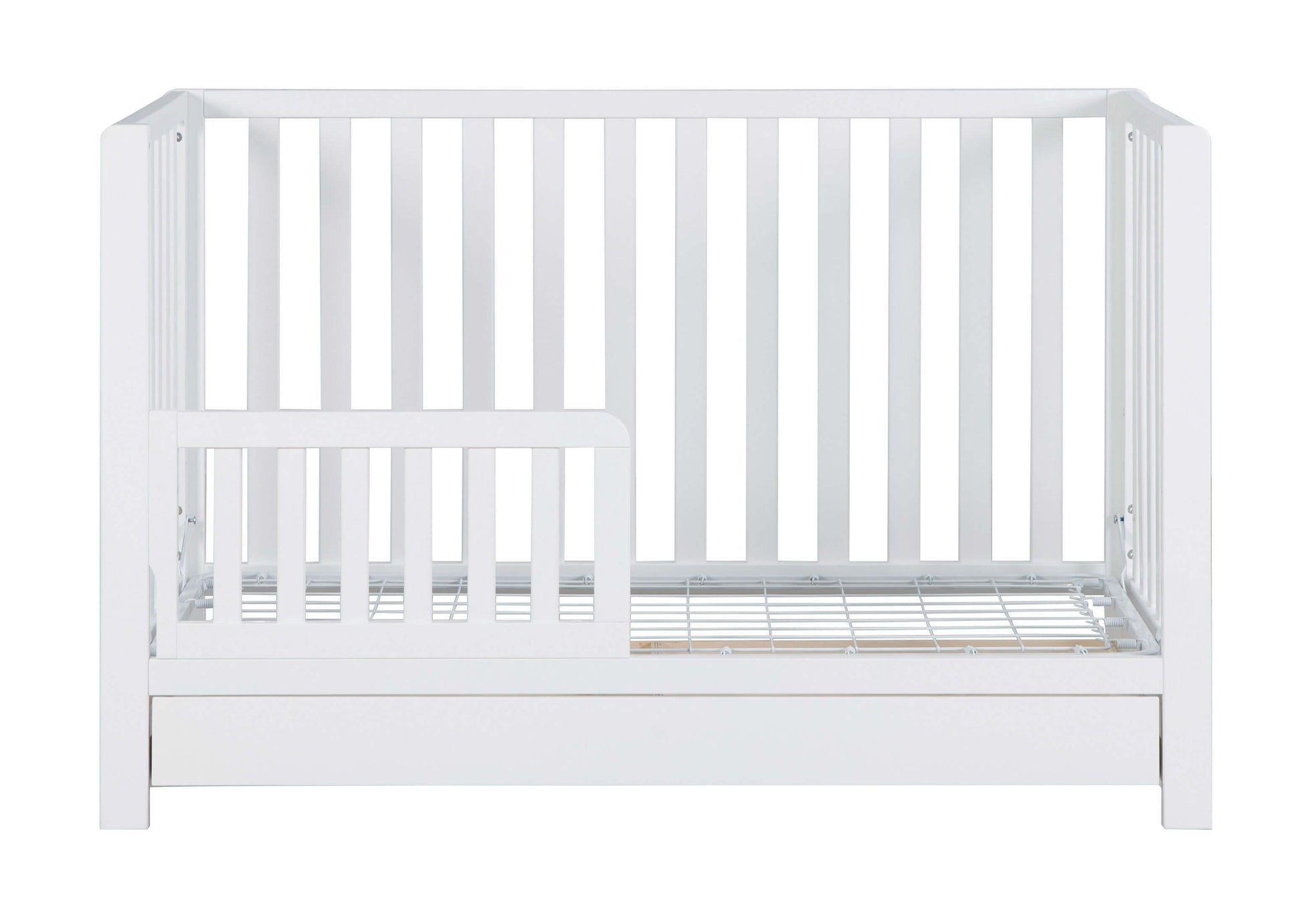 Emma 4-in-1 Convertible Crib with Drawer - Front View of Convertible Crib Espresso With Guard Rail