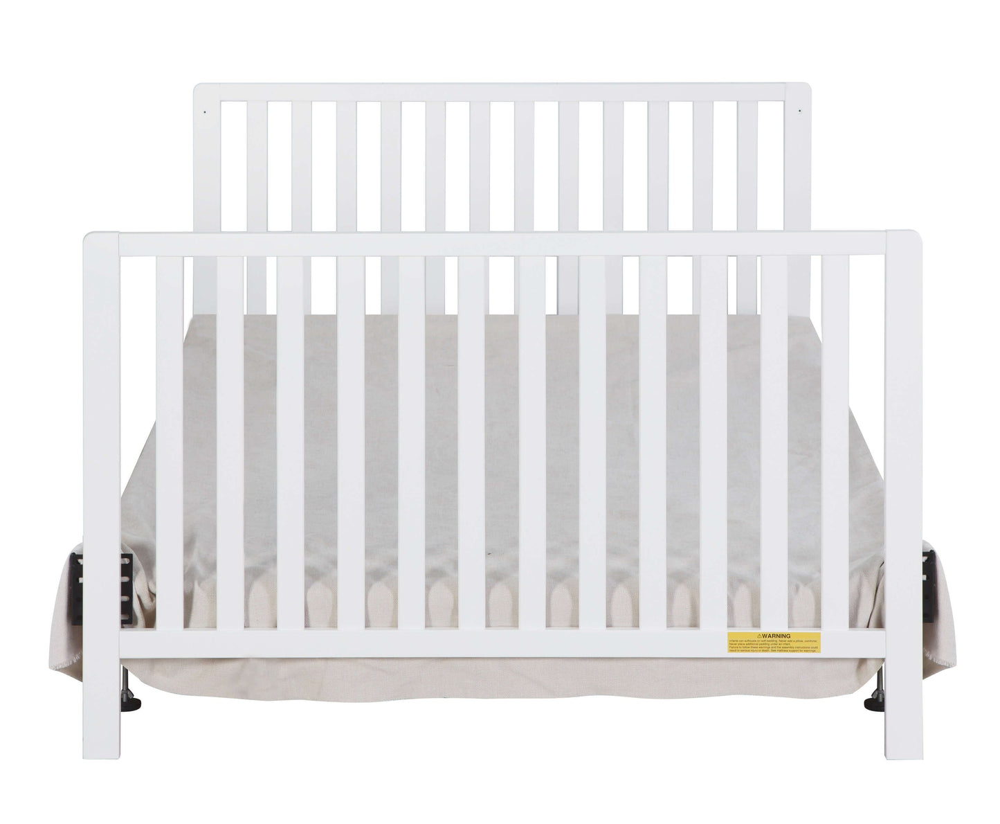 Emma 4-in-1 Convertible Crib with Drawer - Front View of Full Size Bed White