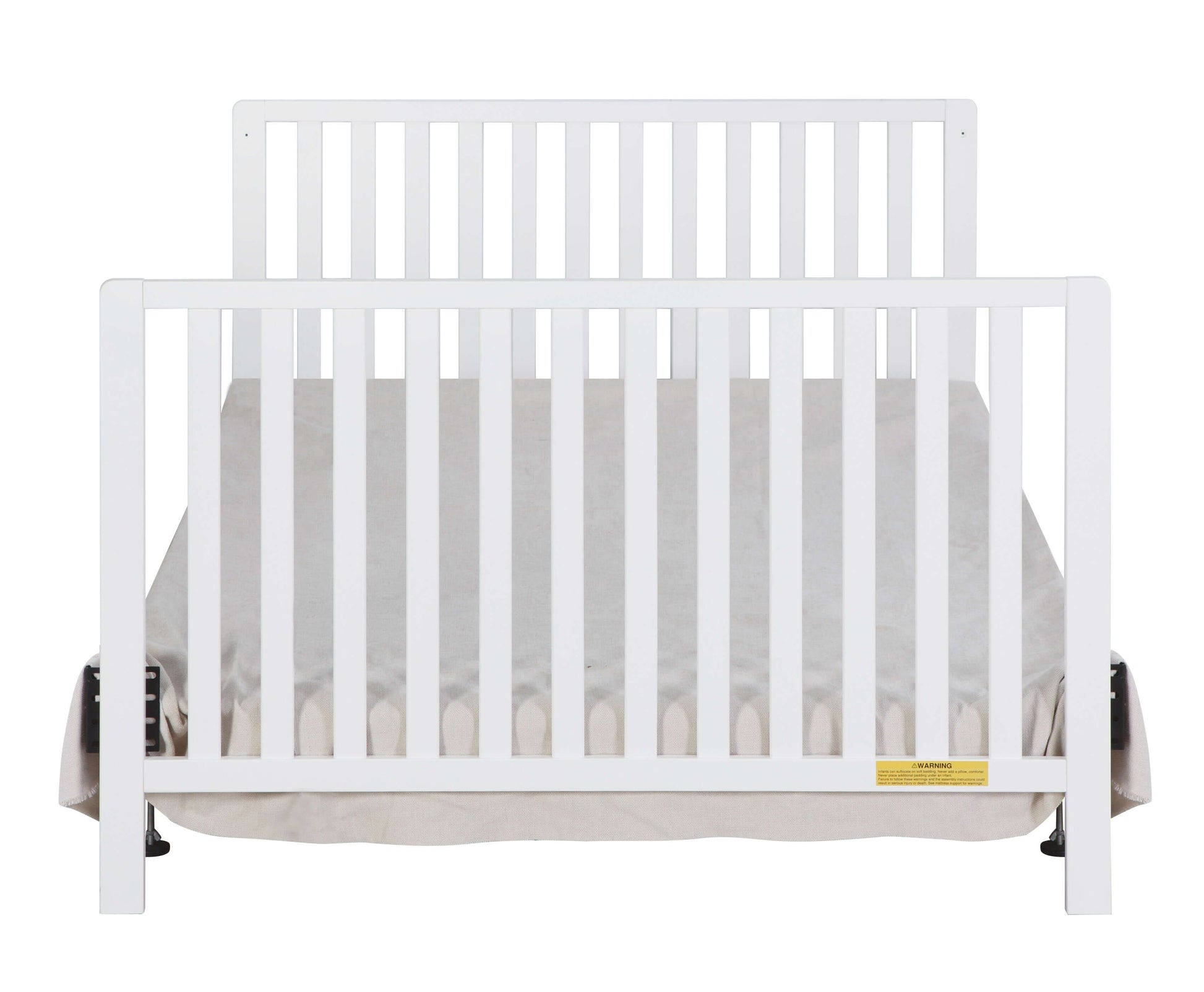 Emma 4-in-1 Convertible Crib with Drawer - Front View of Full Size Bed White