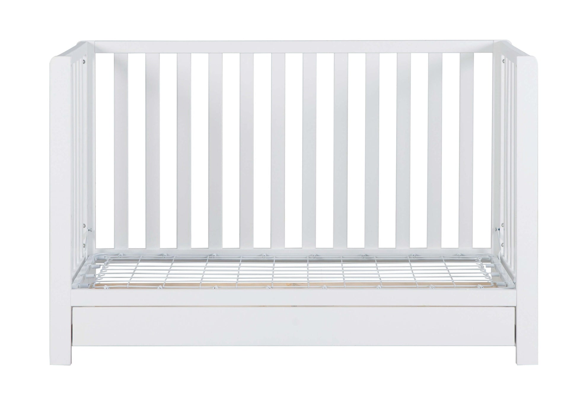 Emma 4-in-1 Convertible Crib with Drawer - Front View of Convertible Crib White-1 With Drawer