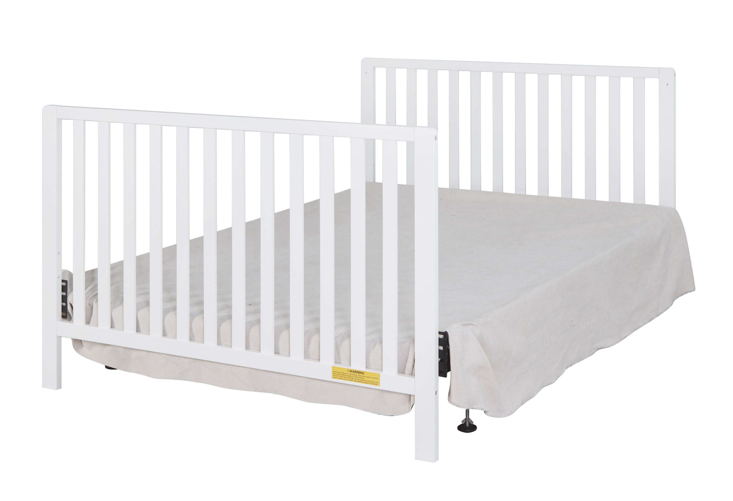 Emma 4-in-1 Convertible Crib with Drawer - Side View of Toddler Bed White