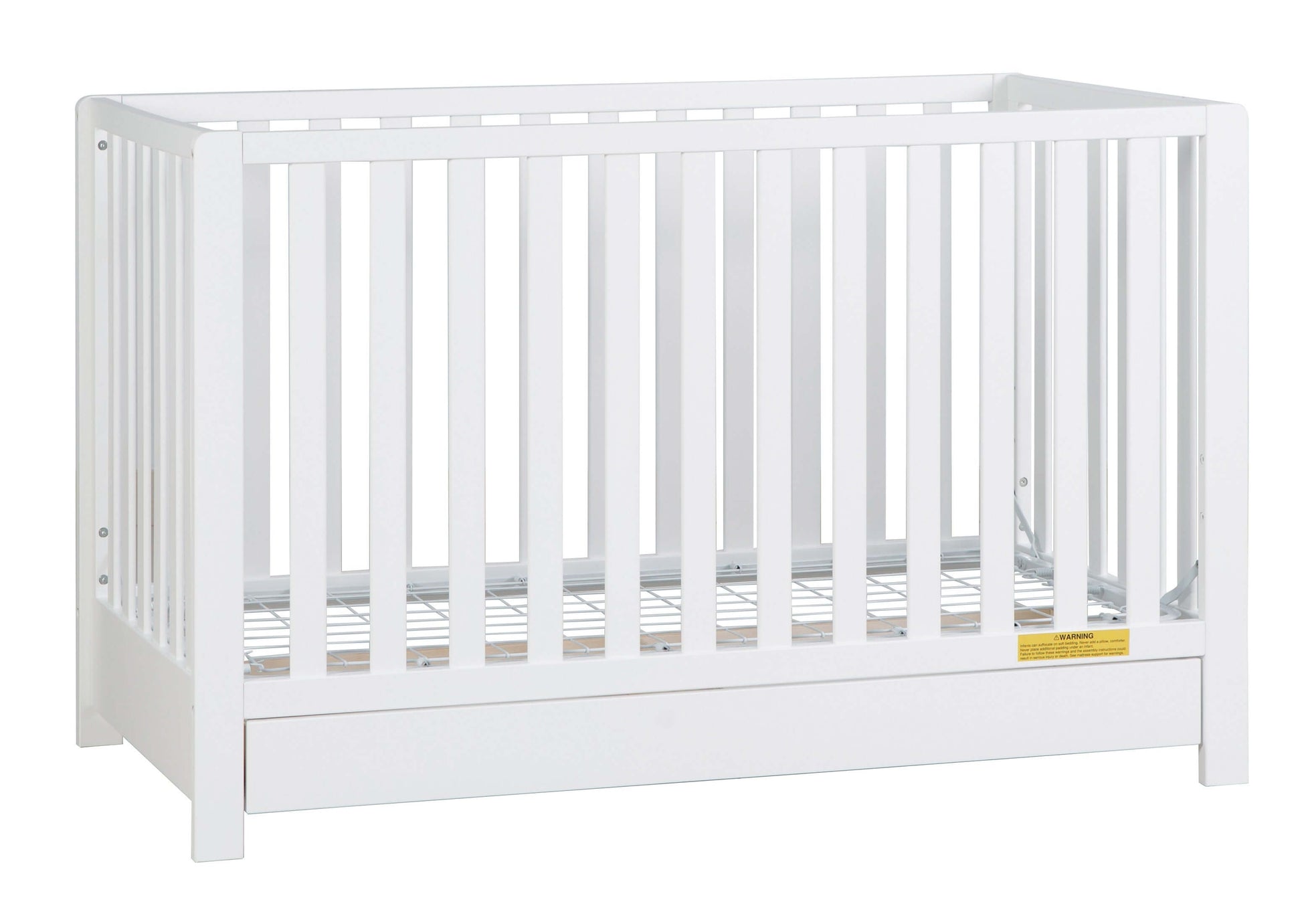 Emma 4-in-1 Convertible Crib with Drawer - Side View of Convertible Crib White-1 With Drawer