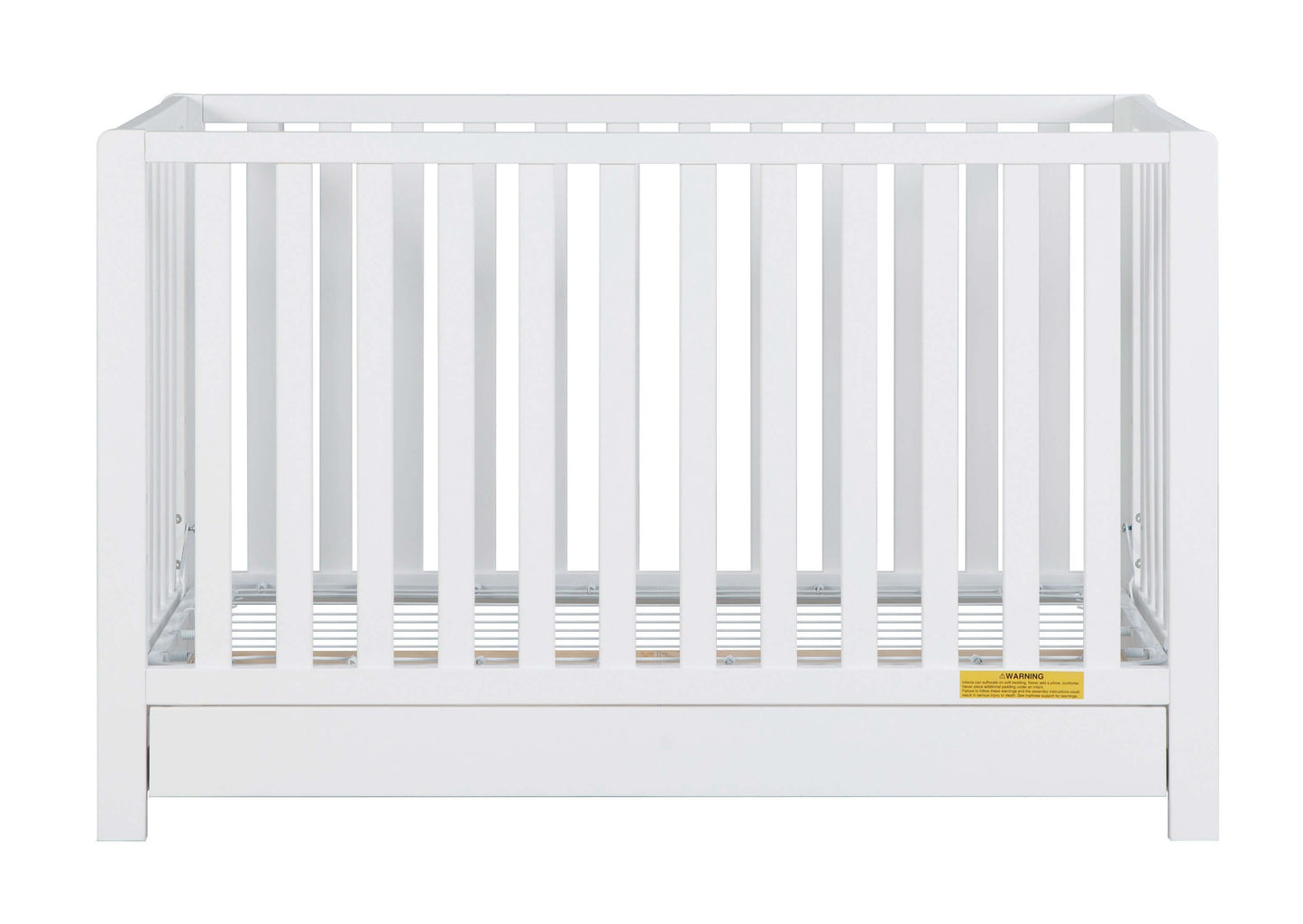 Emma 4-in-1 Convertible Crib with Drawer - Front View of Convertible Crib White-2 With Drawer