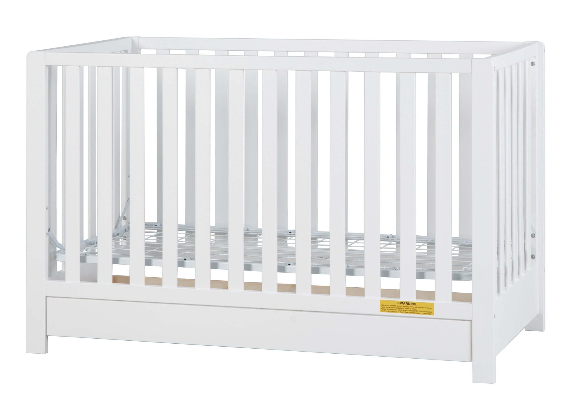 Emma 4-in-1 Convertible Crib with Drawer - Side View of Convertible Crib White-2 With Drawer