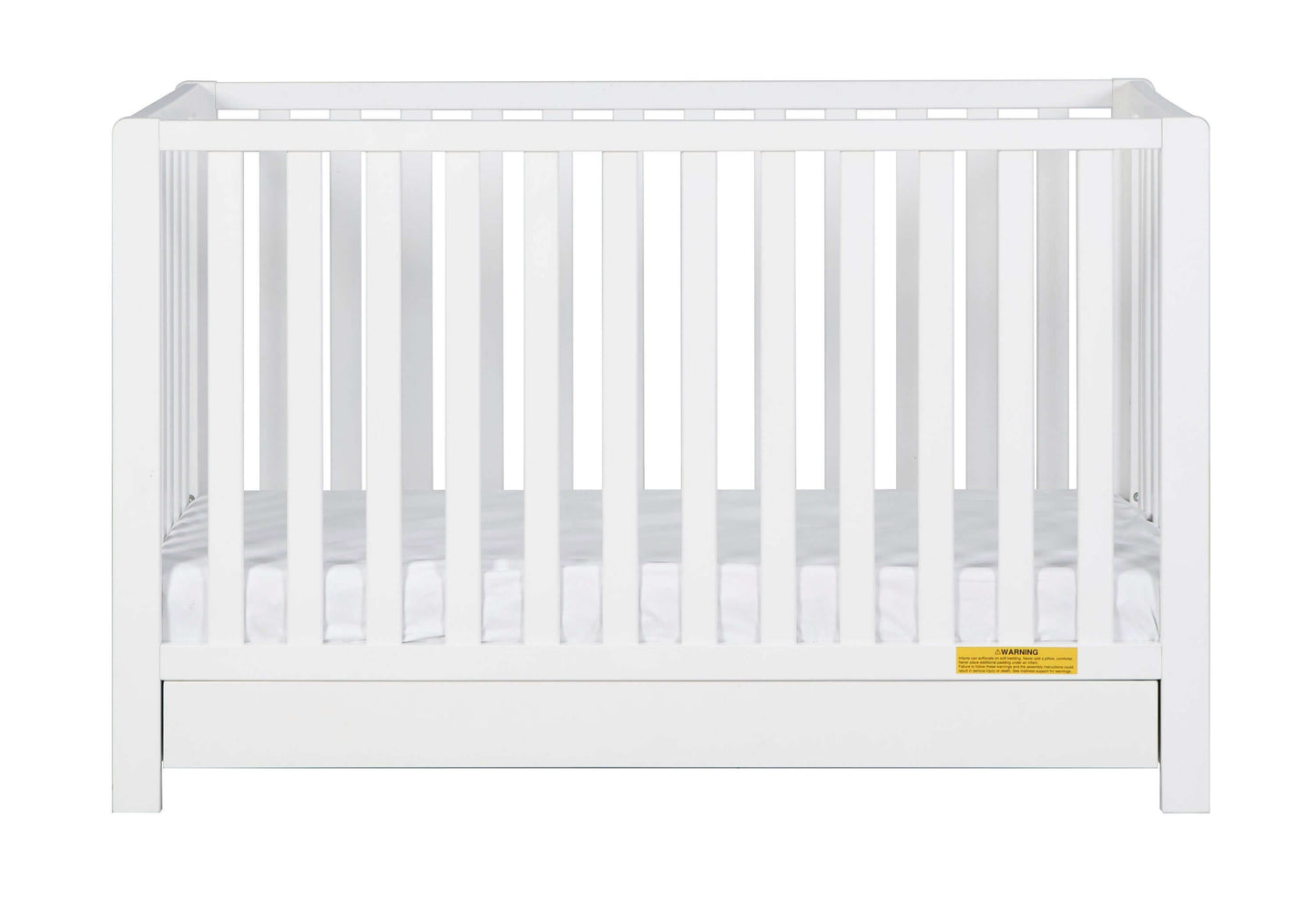 Emma 4-in-1 Convertible Crib with Drawer - Front View of Convertible Crib White With Drawer