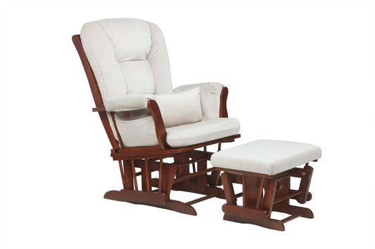 Alice Glider Chair and Ottoman with Pillow - Inclined Side View Alice Glider Chair and Ottoman with Pillow