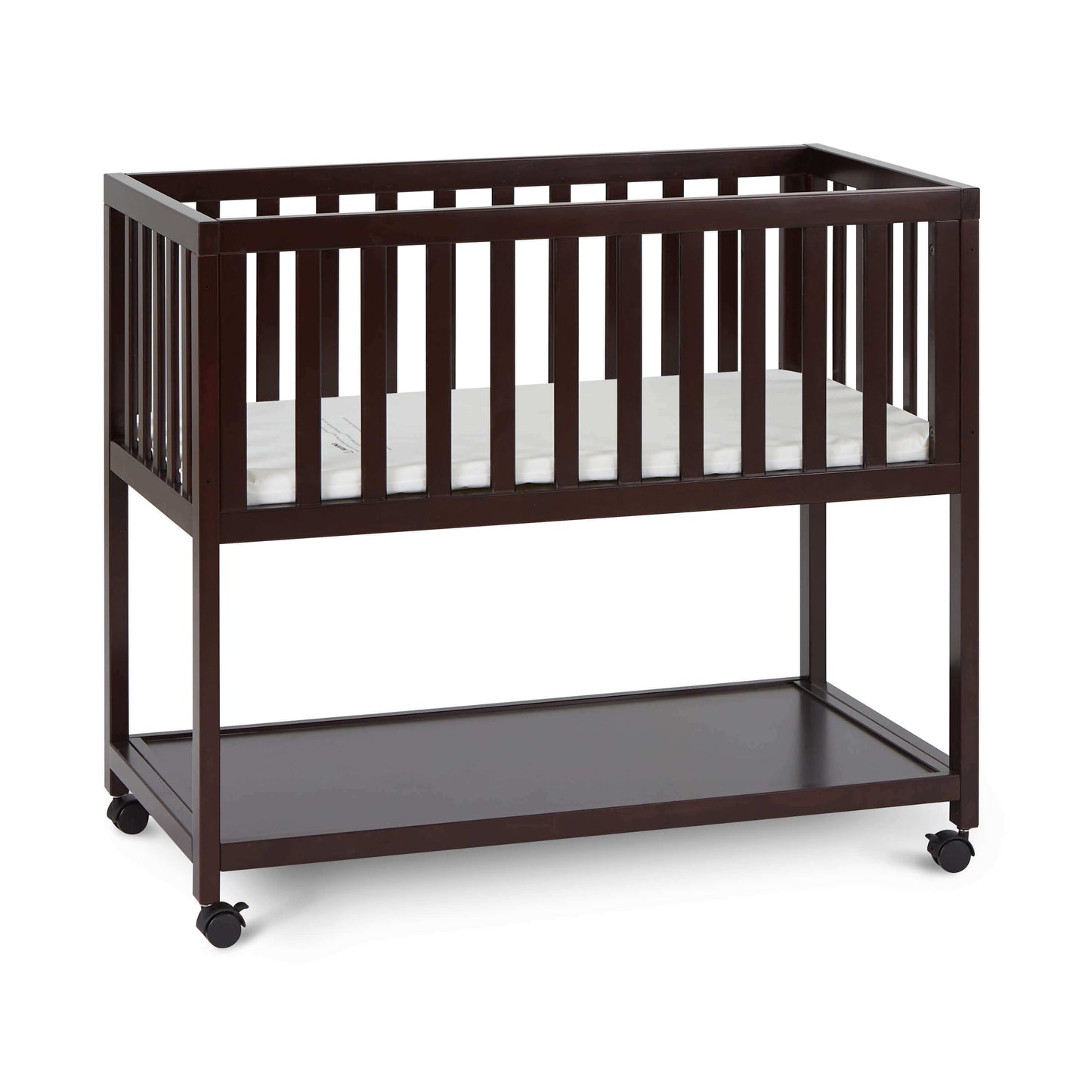 Mila Wooden Portable Bassinet - Inclined Side View of Daybed Mila Wooden Portable Bassinet Espresso