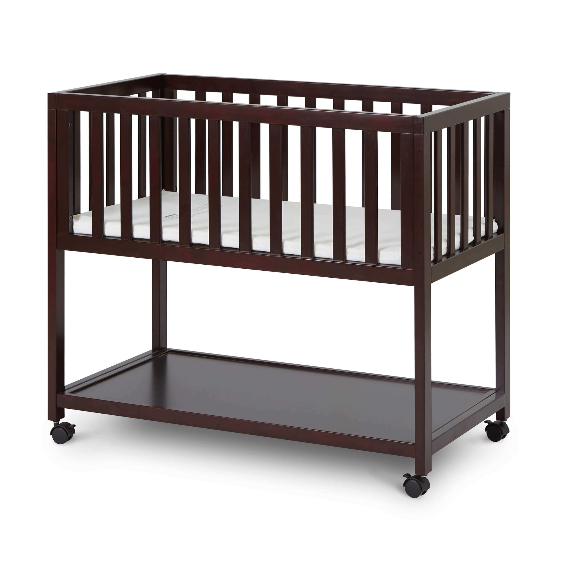 Mila Wooden Portable Bassinet - Inclined Side View of Daybed Mila Wooden Portable Bassinet Espresso-1