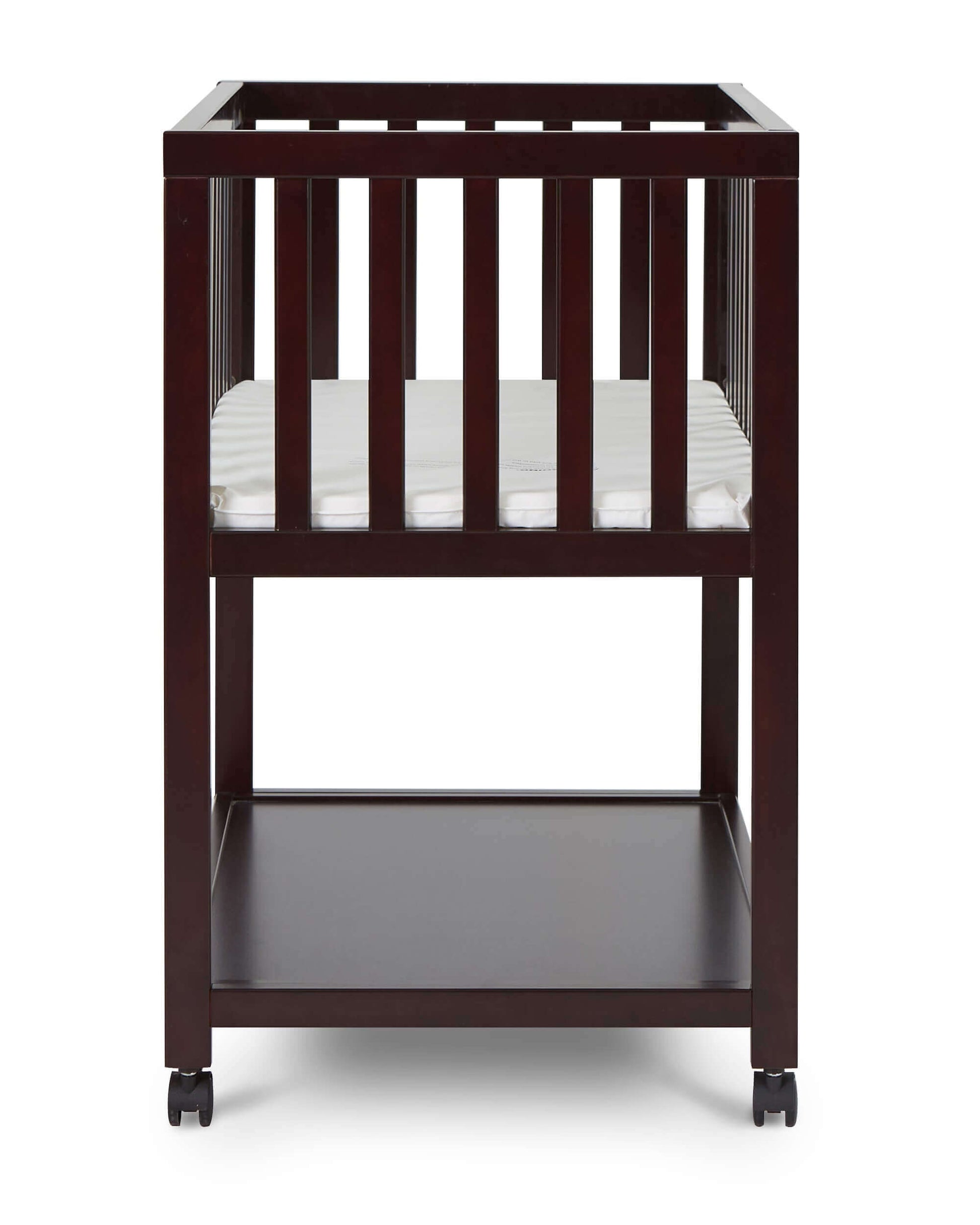 Mila Wooden Portable Bassinet - Side View of Daybed Mila Wooden Portable Bassinet Espresso