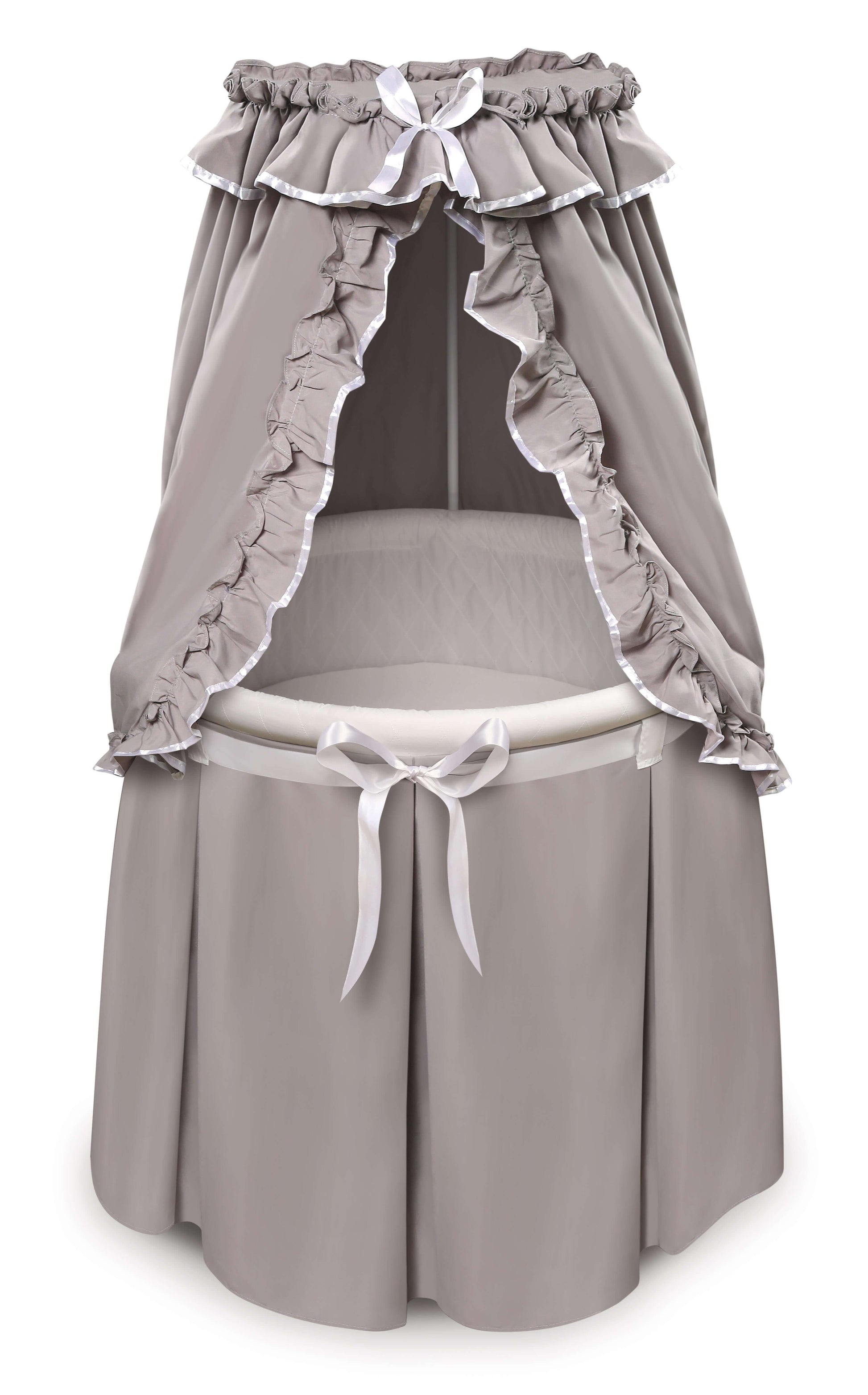 Empress Round Baby Bassinet with Canopy - Front View of Empress Round Baby Bassinet with Canopy Multi Tone Gray