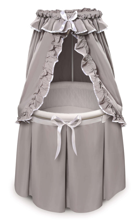 Empress Round Baby Bassinet with Canopy - Front View of Empress Round Baby Bassinet with Canopy Multi Tone Gray