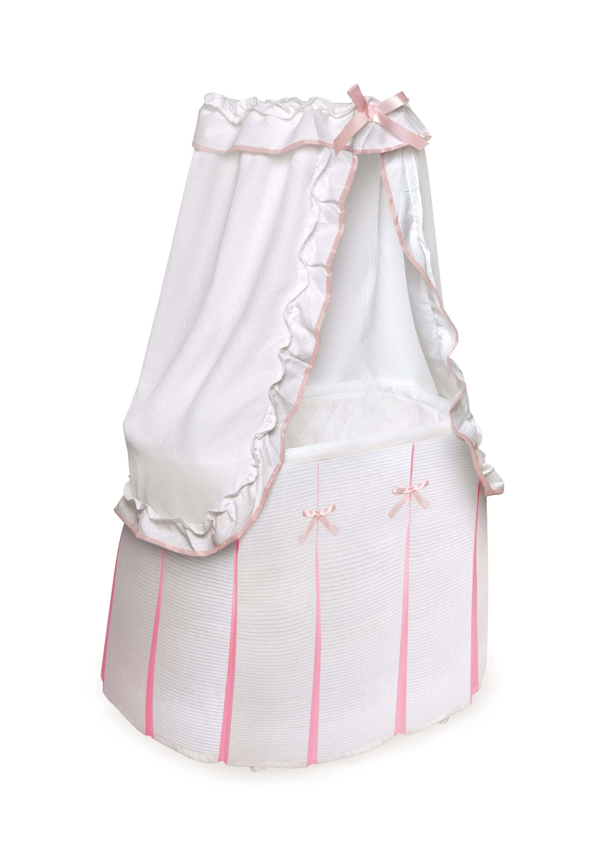 Majesty Baby Bassinet with Canopy - Inclined Side View of Majesty Baby Bassinet with Canopy Pink