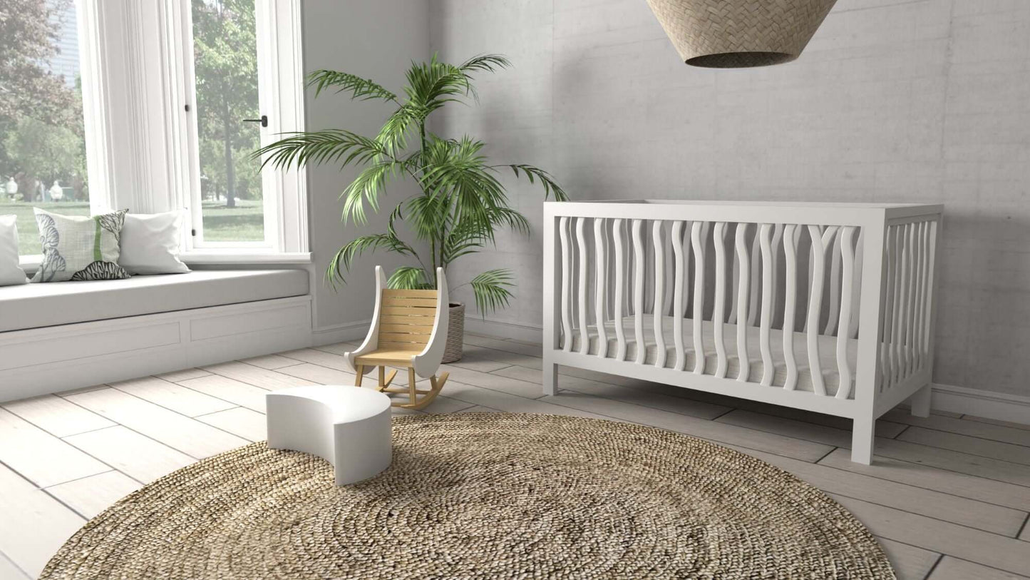 Branch 4 in 1 Convertible Crib - Lifestyle Image of 4 in 1 Convertible Crib Snow White with Cresent Moon Rocket