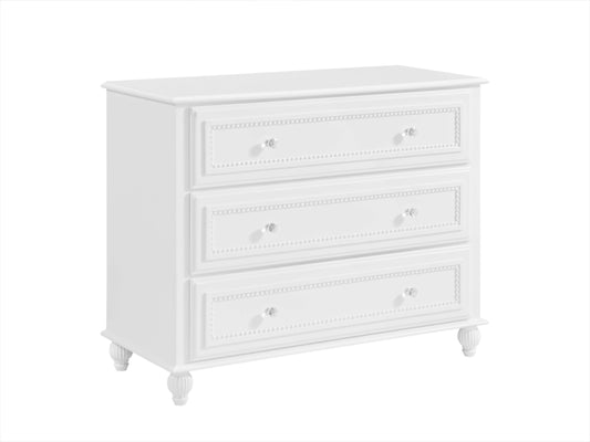 Briella 3 Drawer Dresser - Inclined Side View of Briella 3 Drawer Dresser White