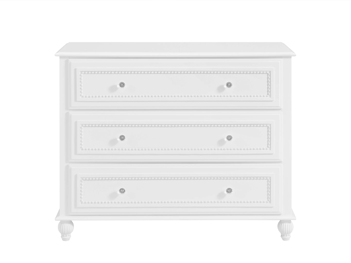 Briella 3 Drawer Dresser - Front View of Briella 3 Drawer Dresser White