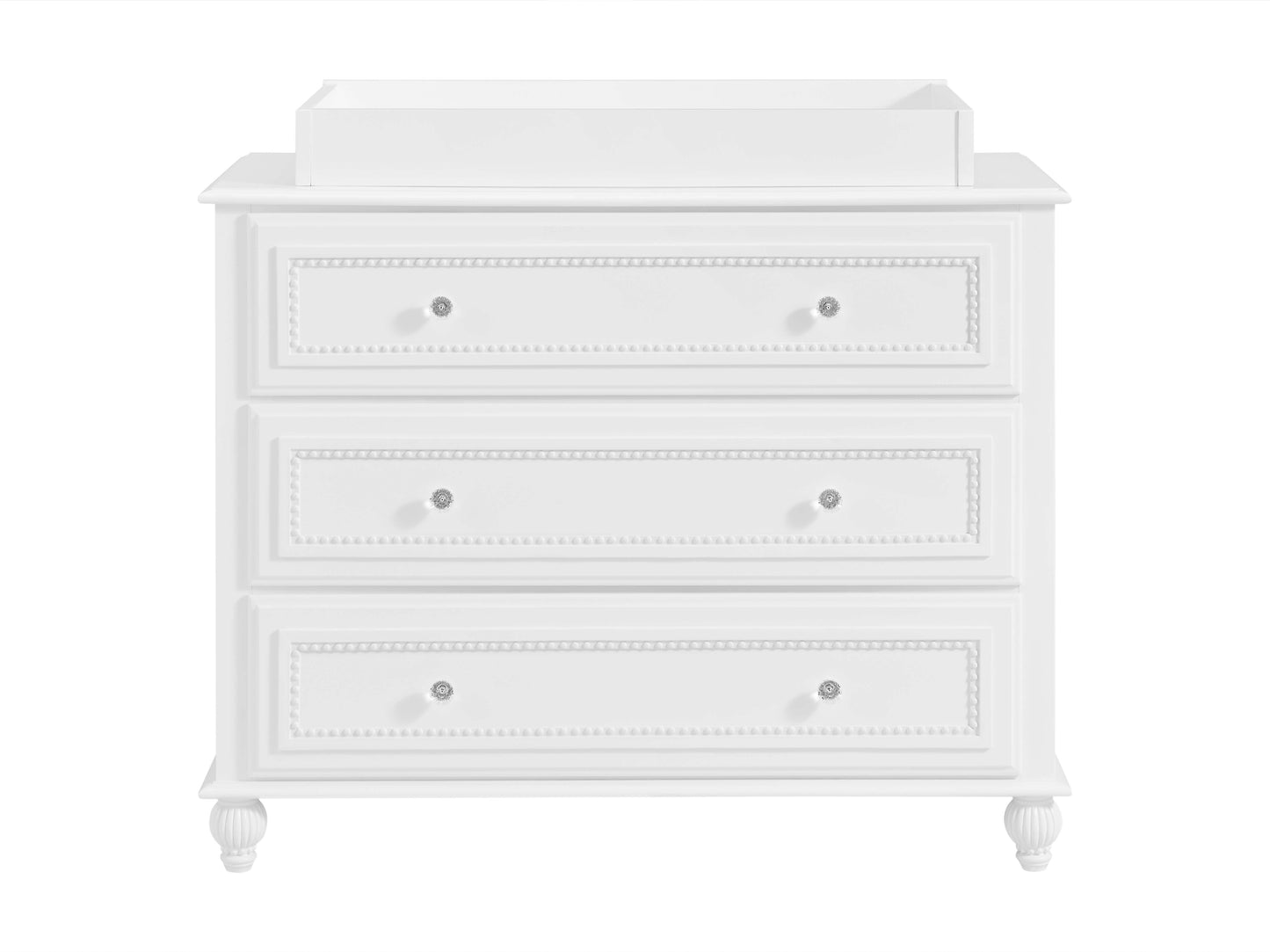 Briella 3 Drawer Dresser - Front View of Briella 3 Drawer Dresser White with Changing Topper on Top