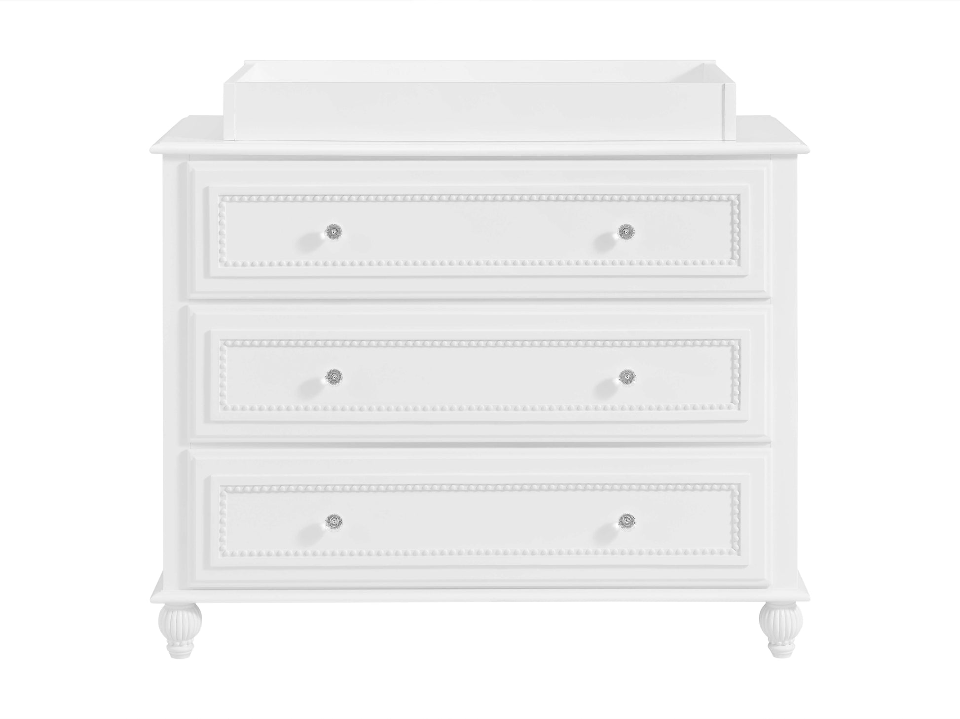 Briella 3 Drawer Dresser - Front View of Briella 3 Drawer Dresser White with Changing Topper on Top
