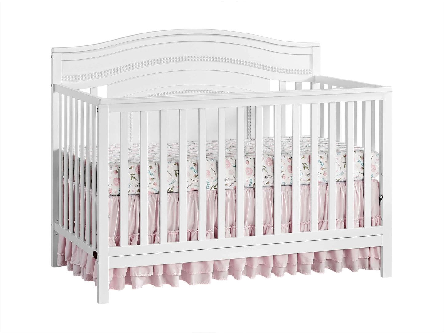 Briella 4 In 1 Convertible Crib - Inclined Side View of Briella 4 In 1 Convertible Crib White