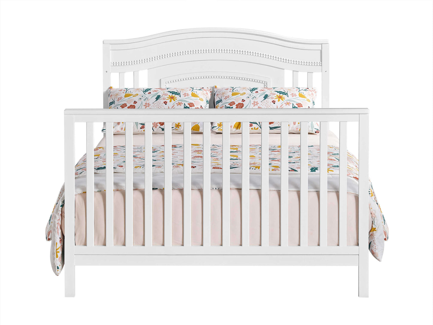 Briella 4 In 1 Convertible Crib - Front View of Briella Full Sized Crib White