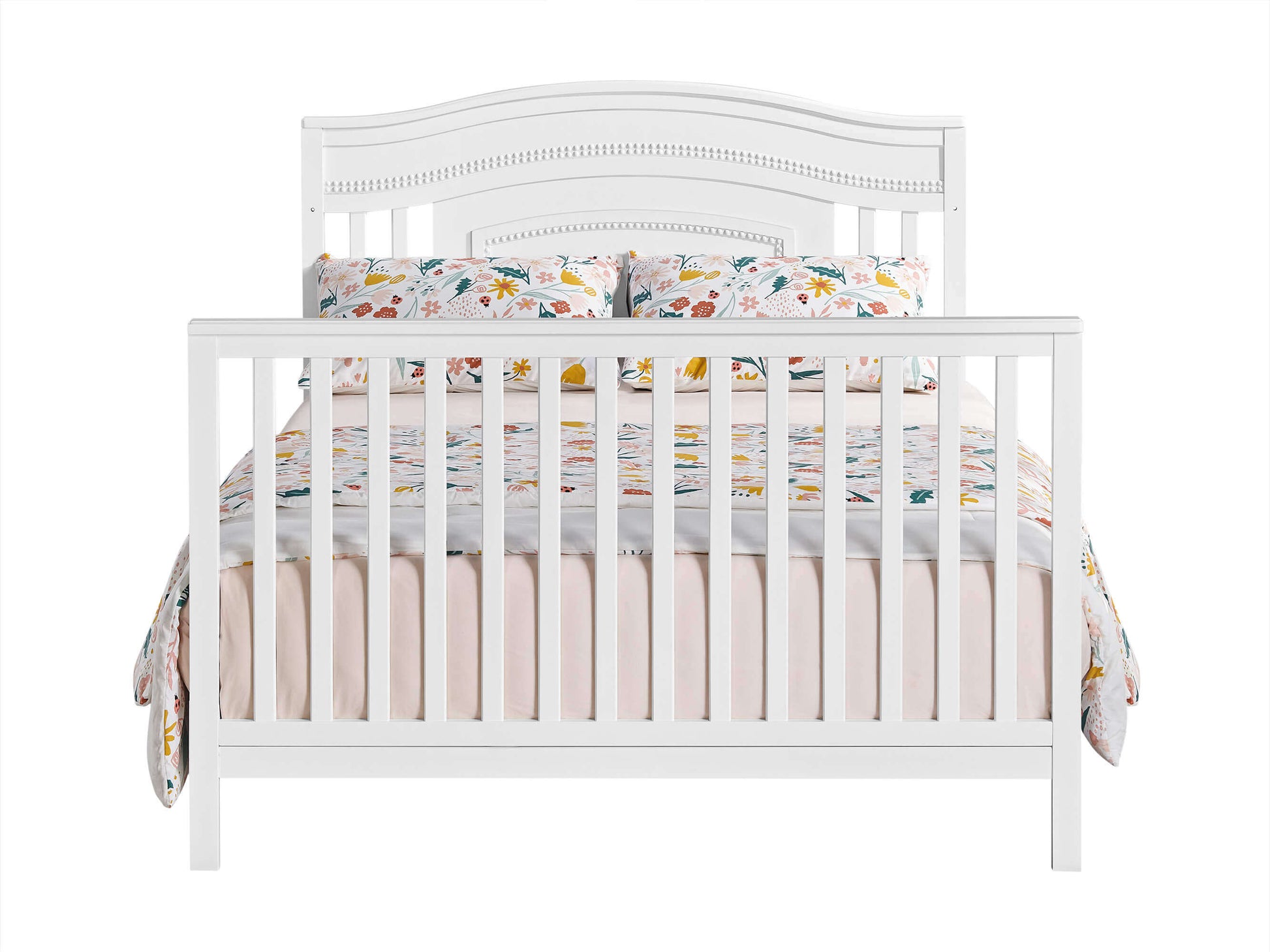 Briella 4 In 1 Convertible Crib - Front View of Briella Full Sized Crib White