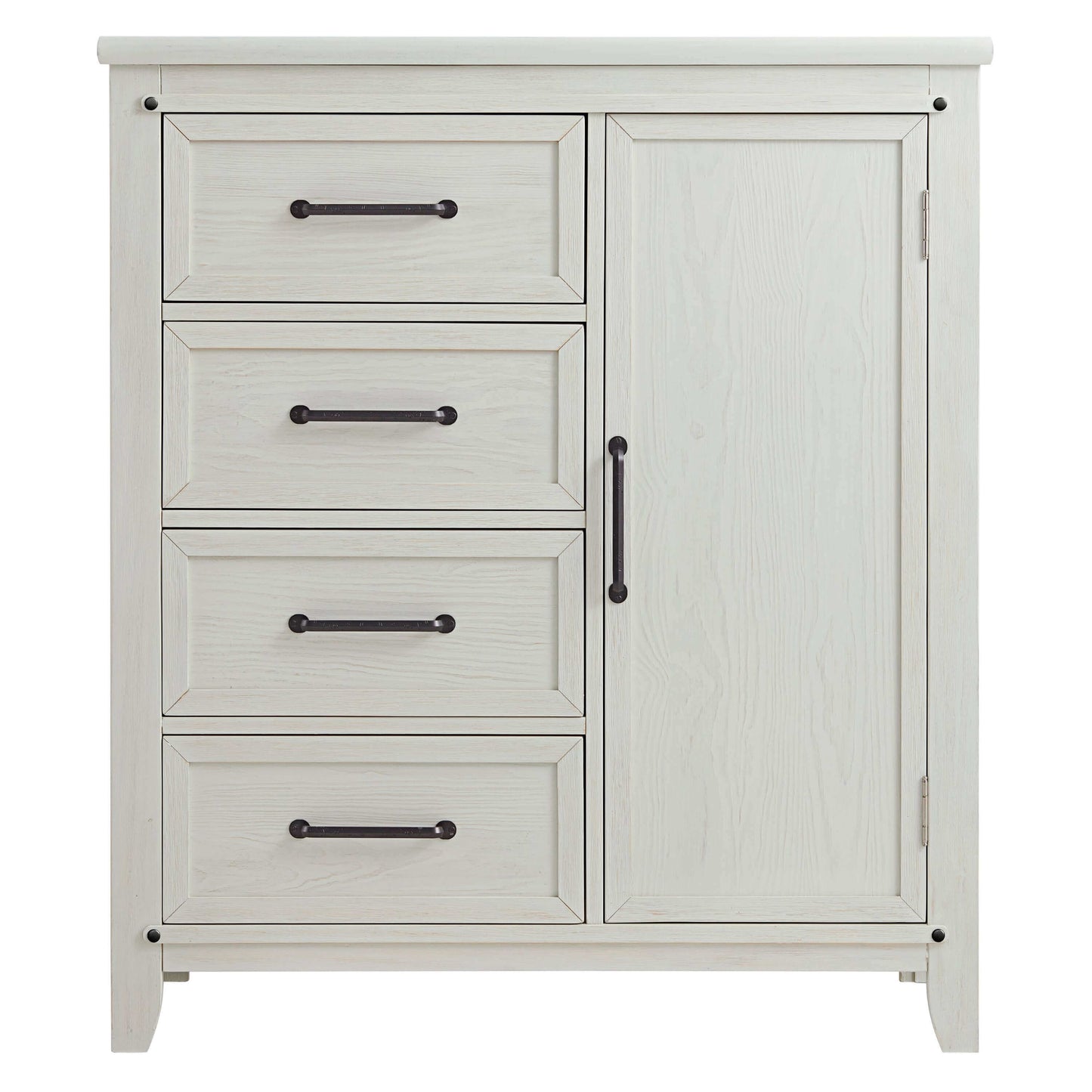 Ellison Chifferobe - Front View of Ellison Chifferobe Rustic White