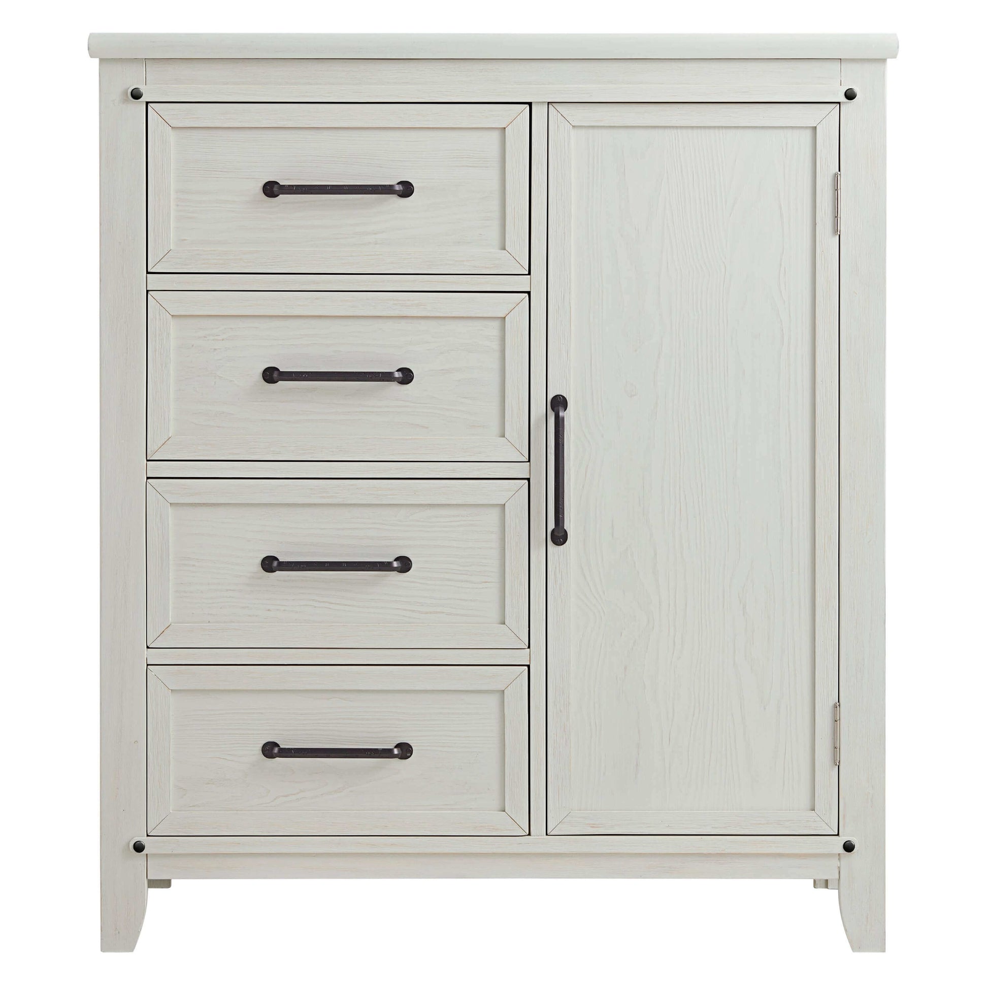 Ellison Chifferobe - Front View of Ellison Chifferobe Rustic White