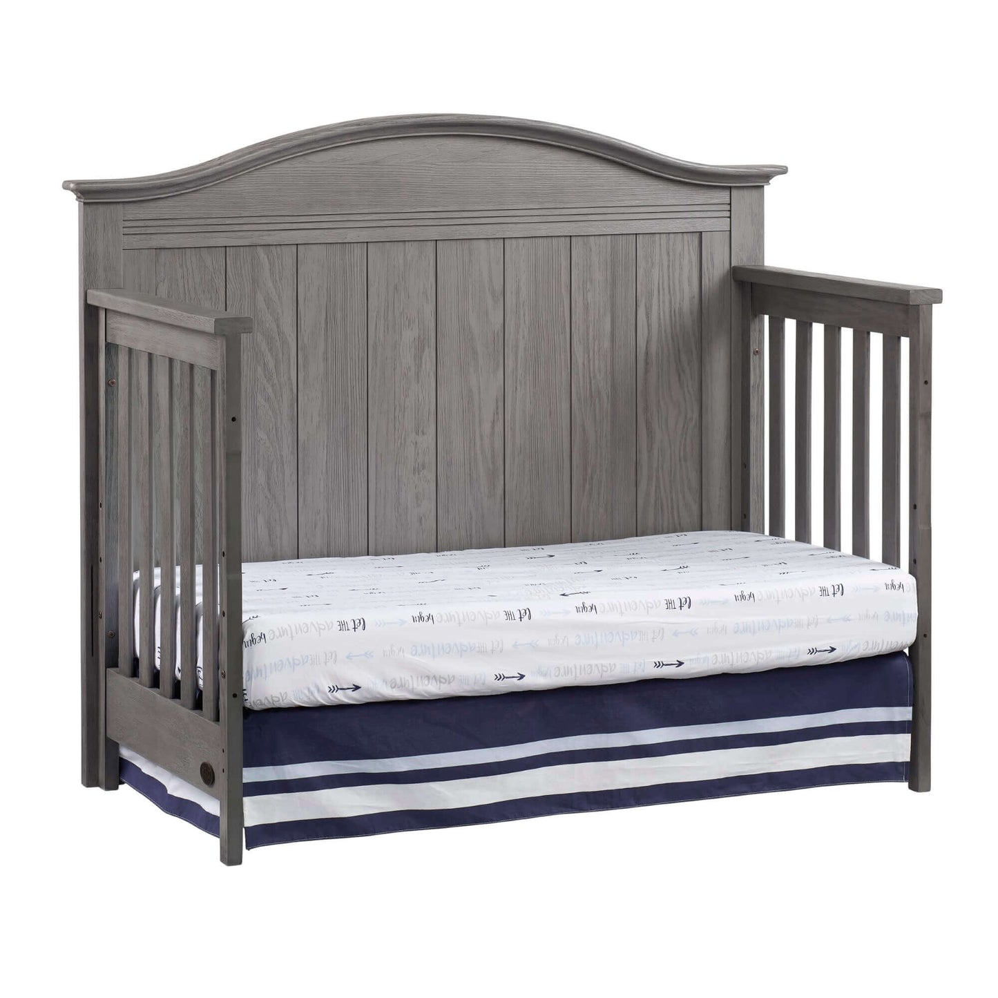 Chandler 4 In 1 Convertible Crib - Inclined Side View of Chandler Daybed Graphite Gray