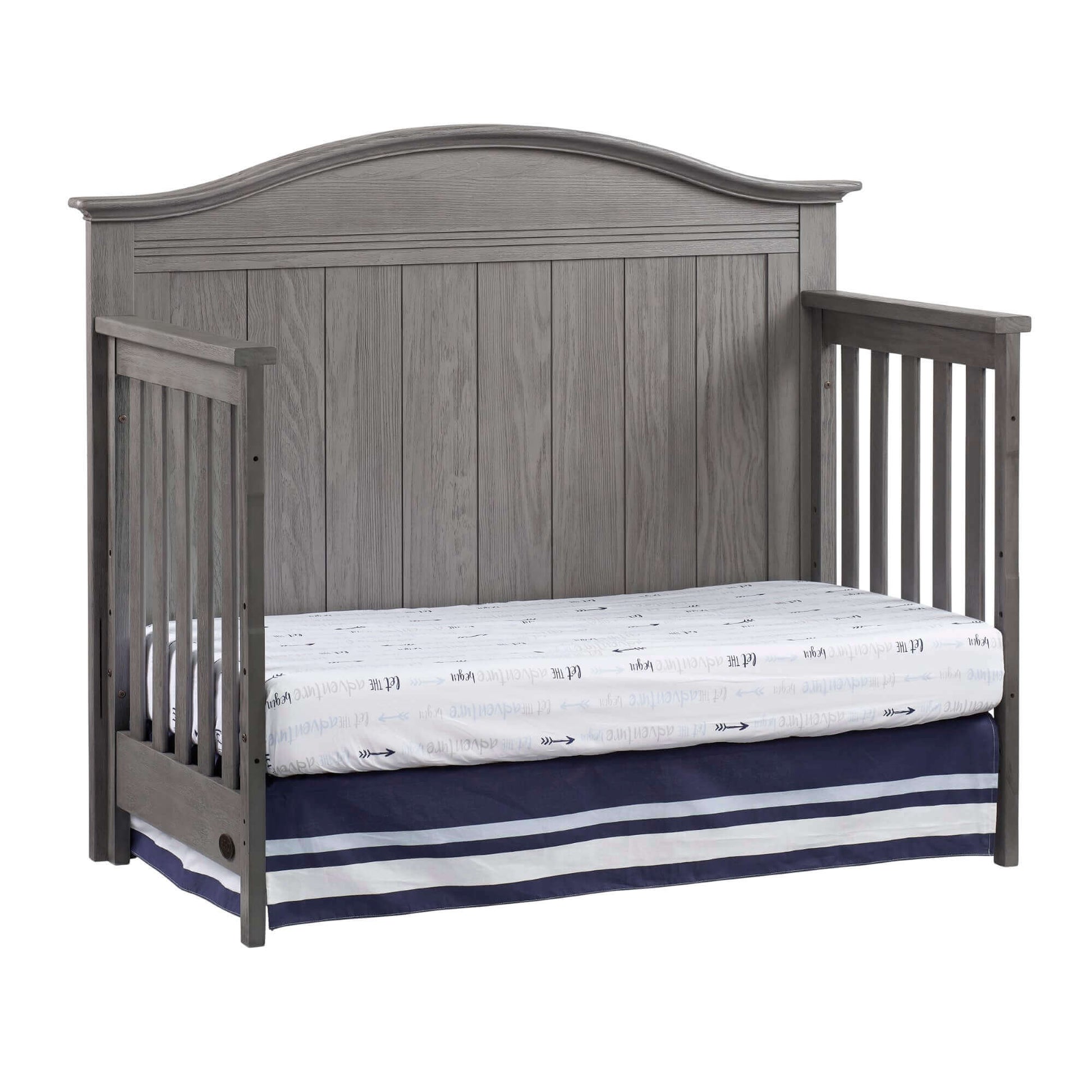 Chandler 4 In 1 Convertible Crib - Inclined Side View of Chandler Daybed Graphite Gray