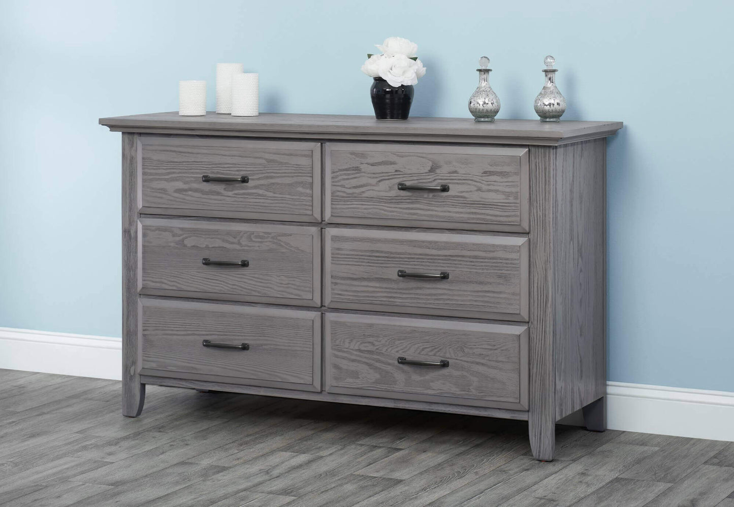 Chandler 6 Drawer Dresser - Lifestyle Image Front View of Chandler 6 Drawer Dresser Graphite Gray