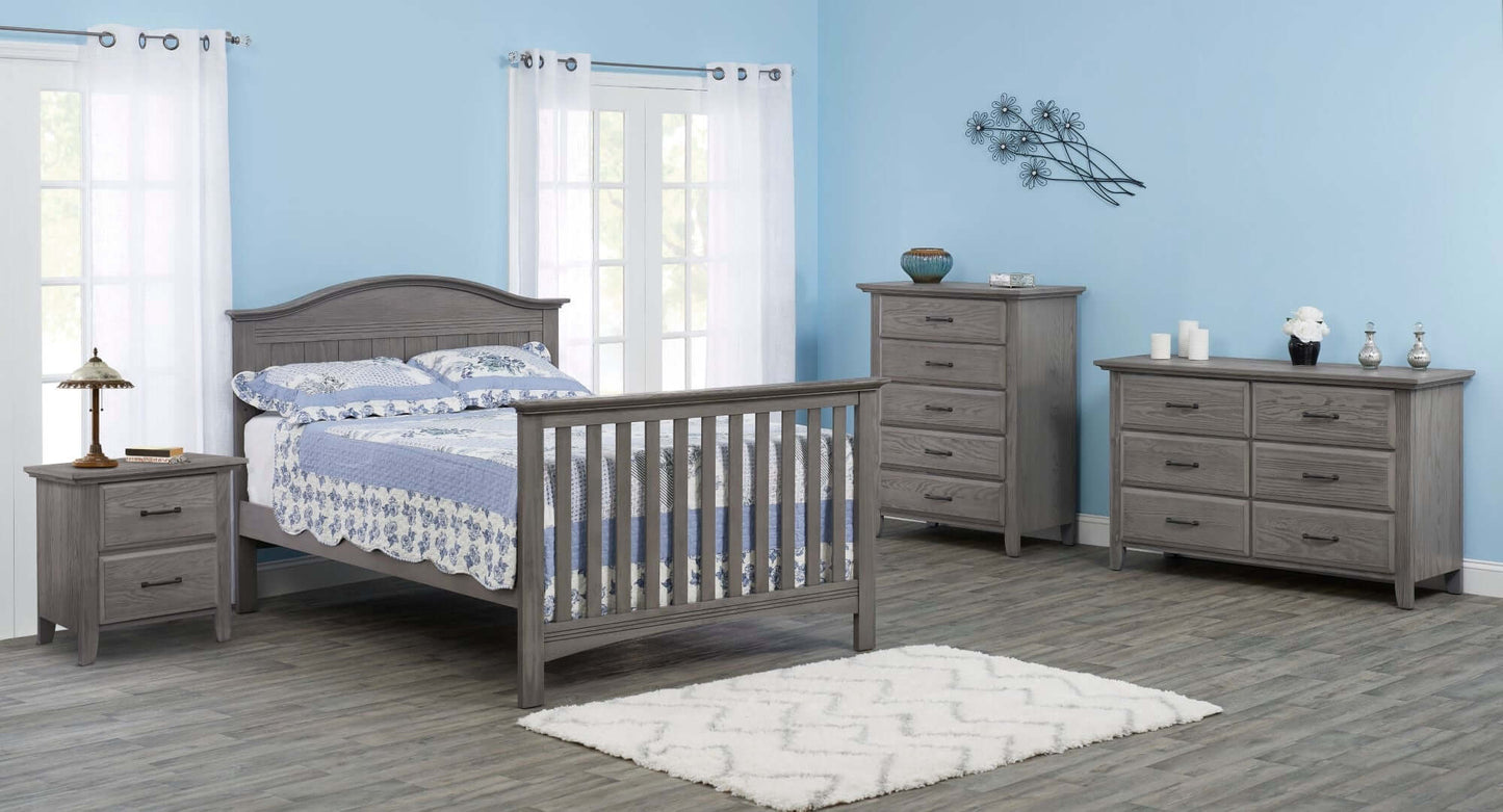 Chandler Full Bed Conversion Kit - Lifestyle Image Inclined Side View of Chandler Full Sized Bed Gray