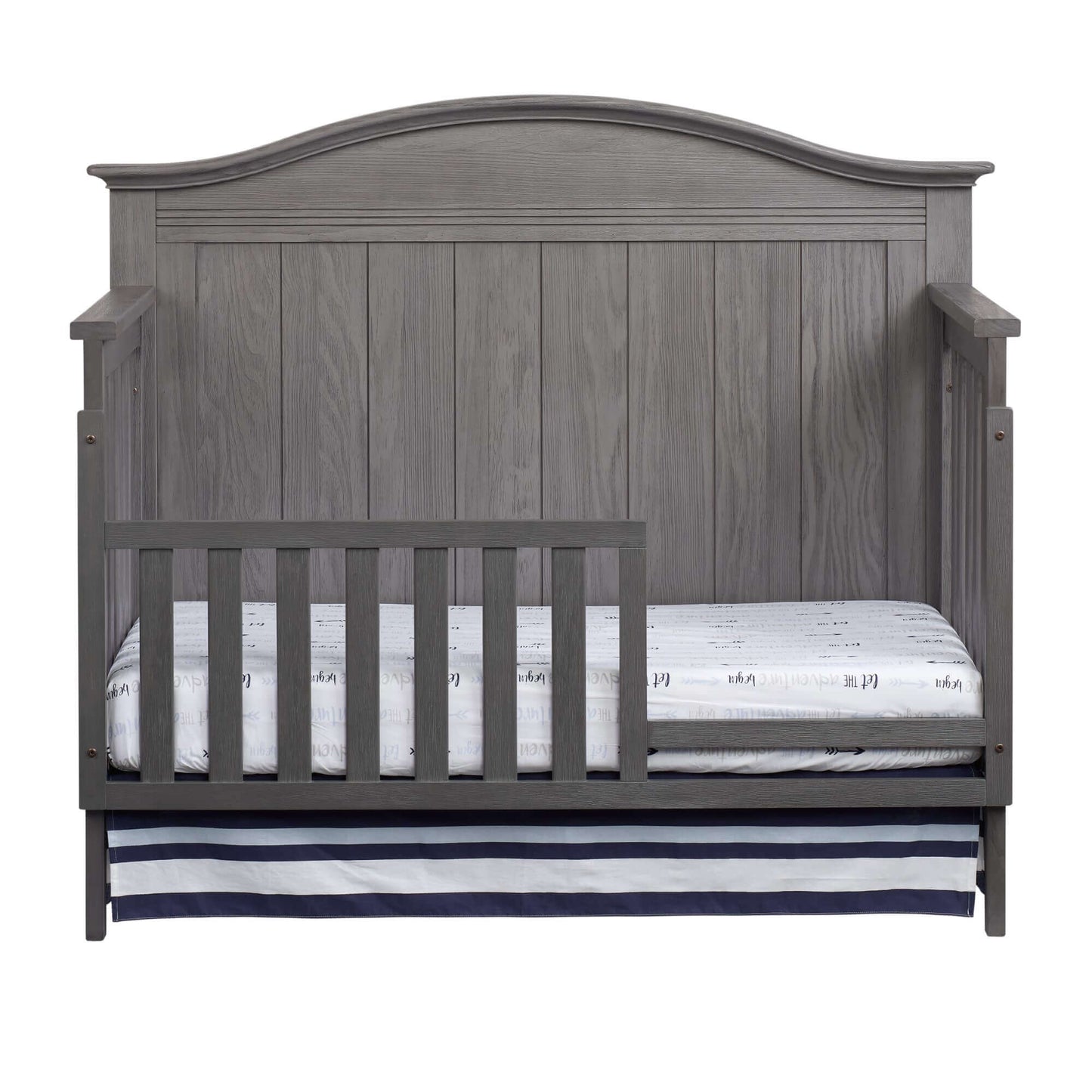 Chandler 4 In 1 Convertible Crib - Front View of Chandler 4 In 1 Convertible Crib Graphite Gray with Guard Rail