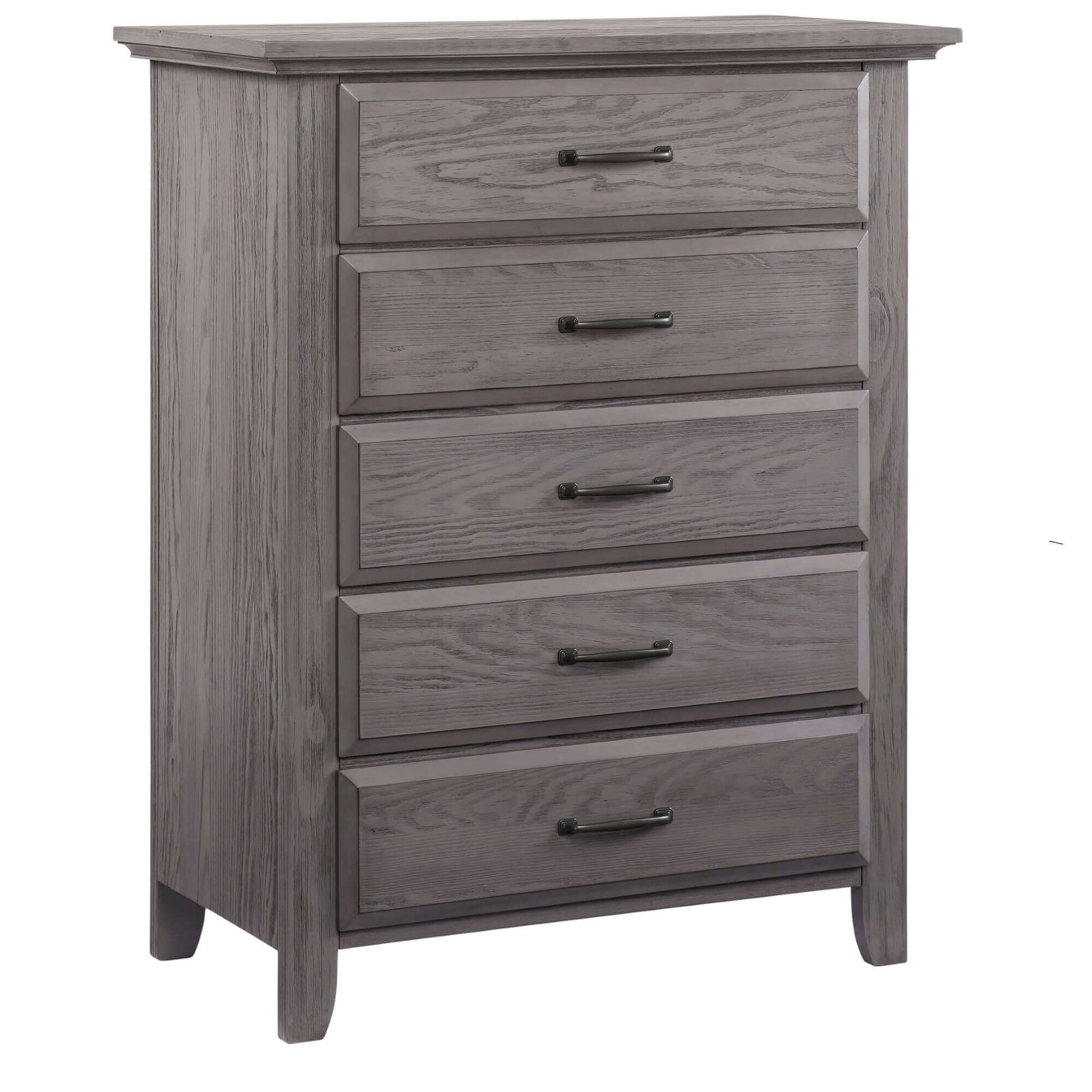Chandler 5 Drawer Chest - Inclined Side View of Chandler 5 Drawer Chest Rustic Gray