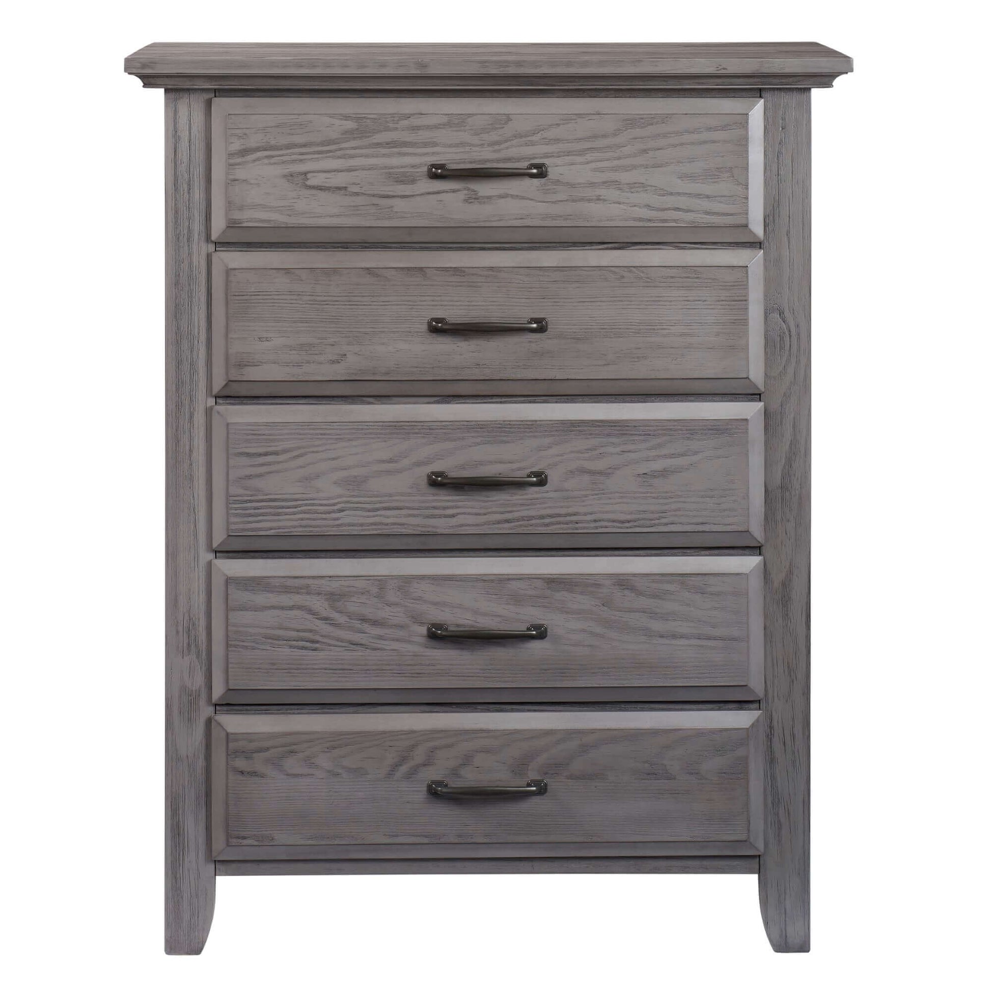 Chandler 5 Drawer Chest - Front View of Chandler 5 Drawer Chest Rustic Gray