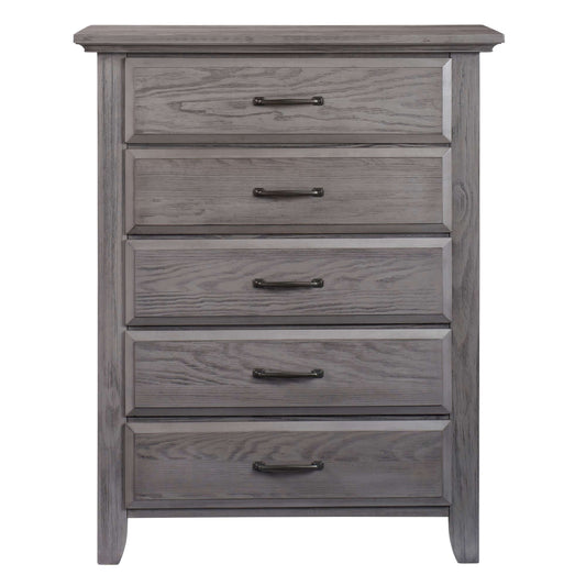 Chandler 5 Drawer Chest - Front View of Chandler 5 Drawer Chest Rustic Gray
