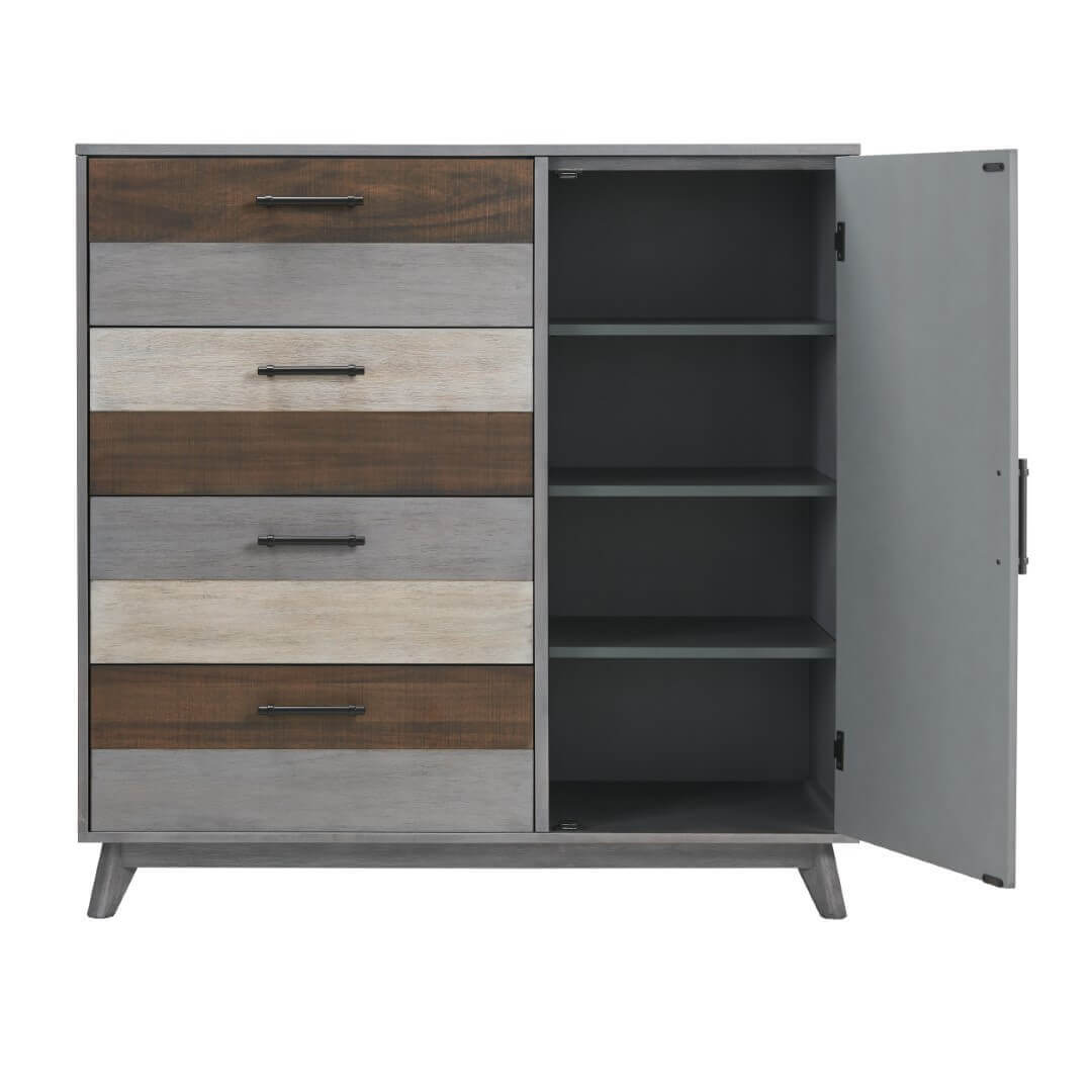 Cascade Chifferobe - Front View of Open Shelf Cascade Chifferobe Multi Tone Gray